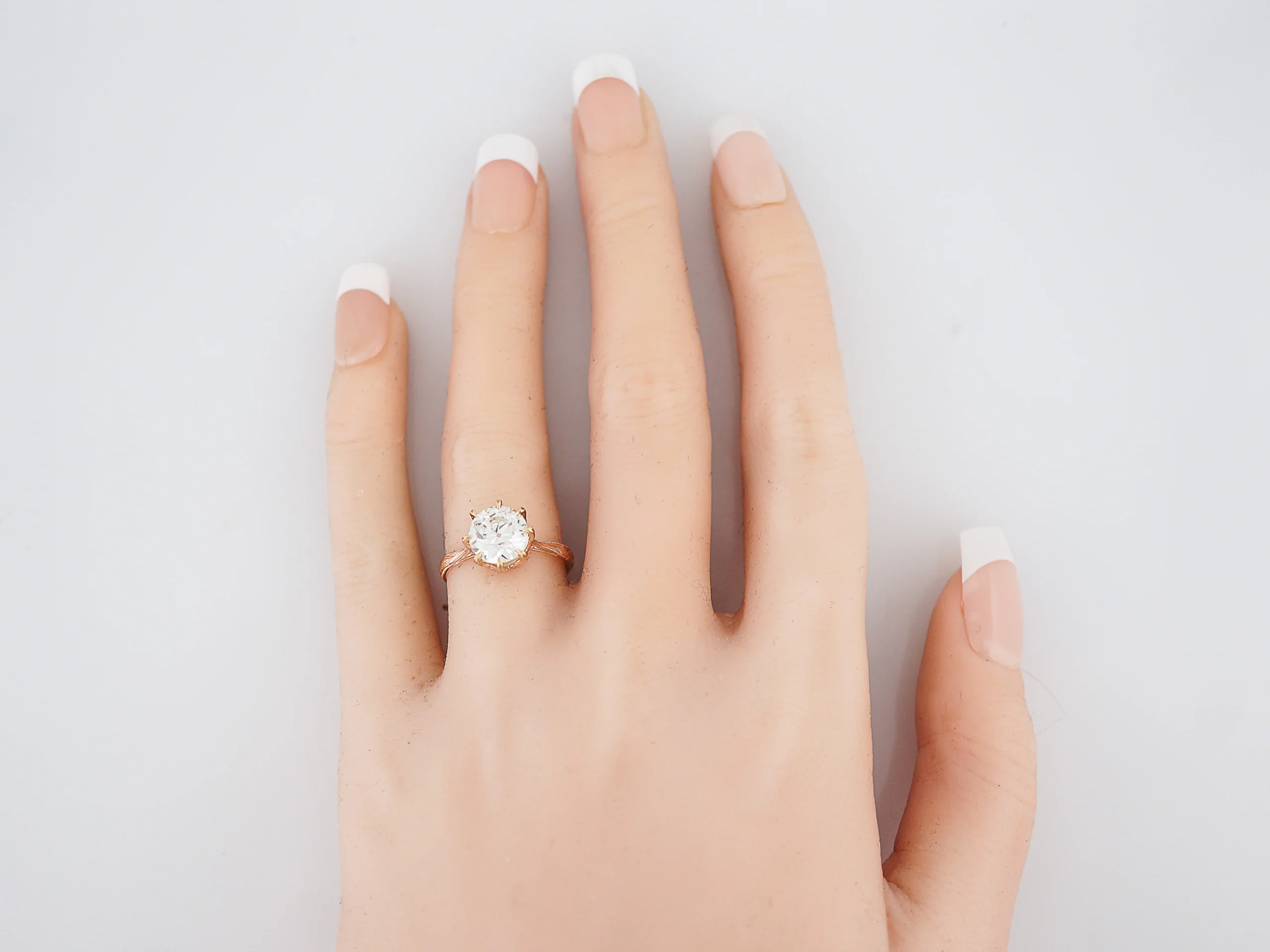 Rare 1.80 Carat Victorian Rose Gold Diamond Engagement Ring - Image 5