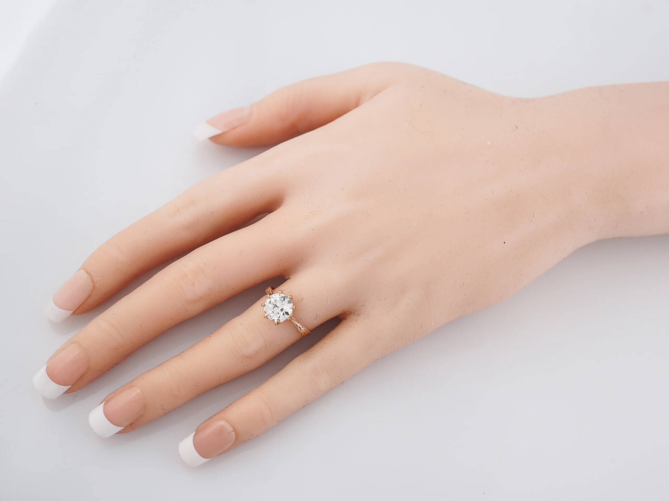 Rare 1.80 Carat Victorian Rose Gold Diamond Engagement Ring - Image 6