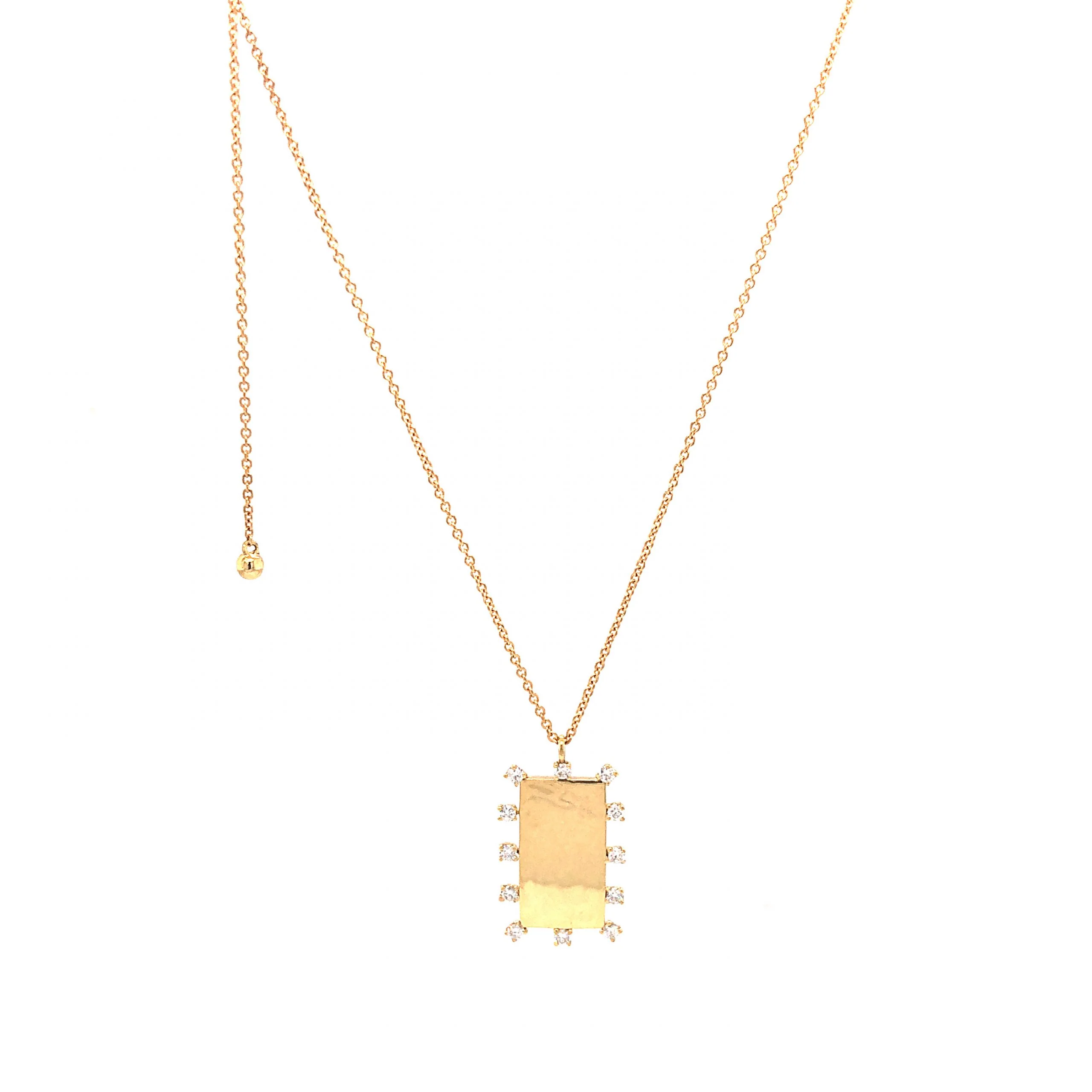 Rectangular Diamond Pendant Necklace in 18k Yellow Gold - Image 4