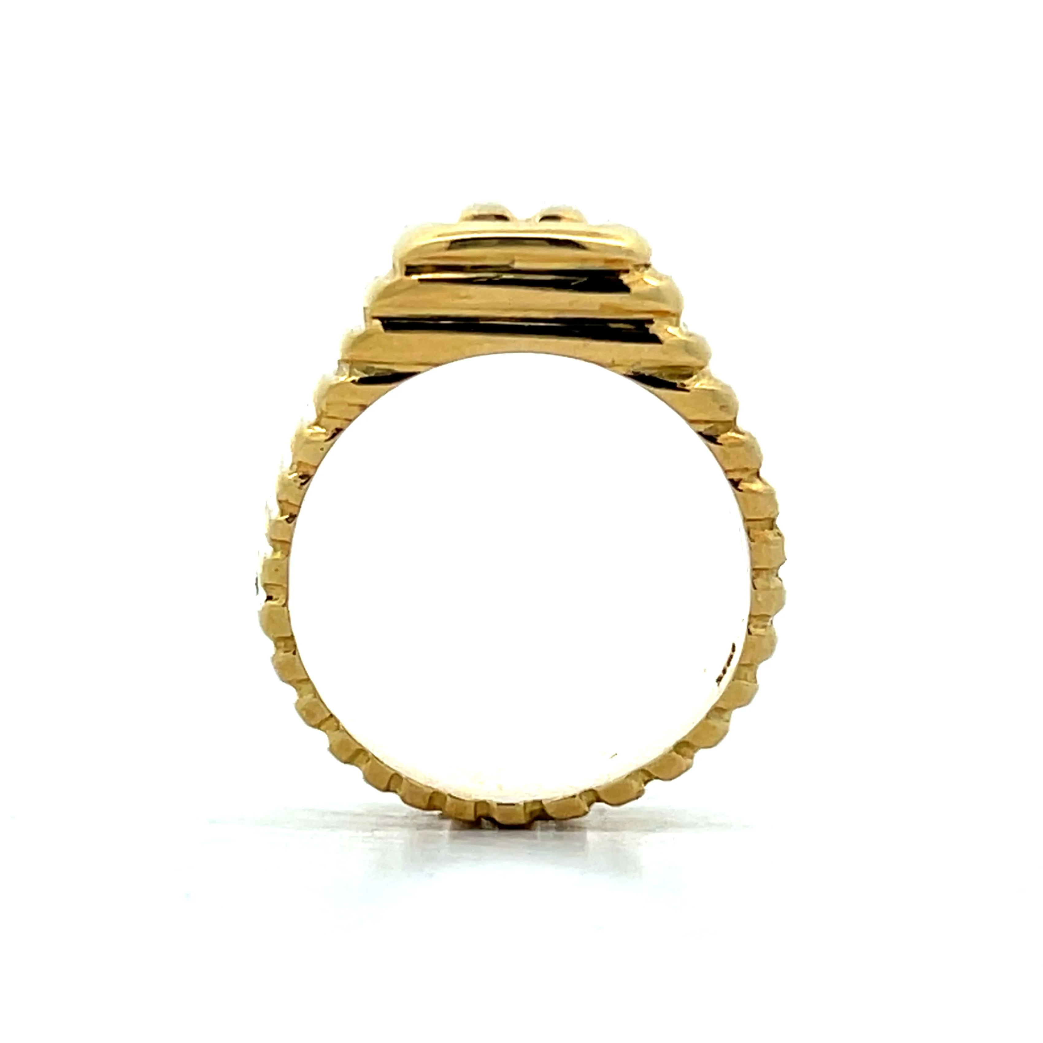 Rectangular Ridged Statement Ring in 18k Yellow Gold - Image 4
