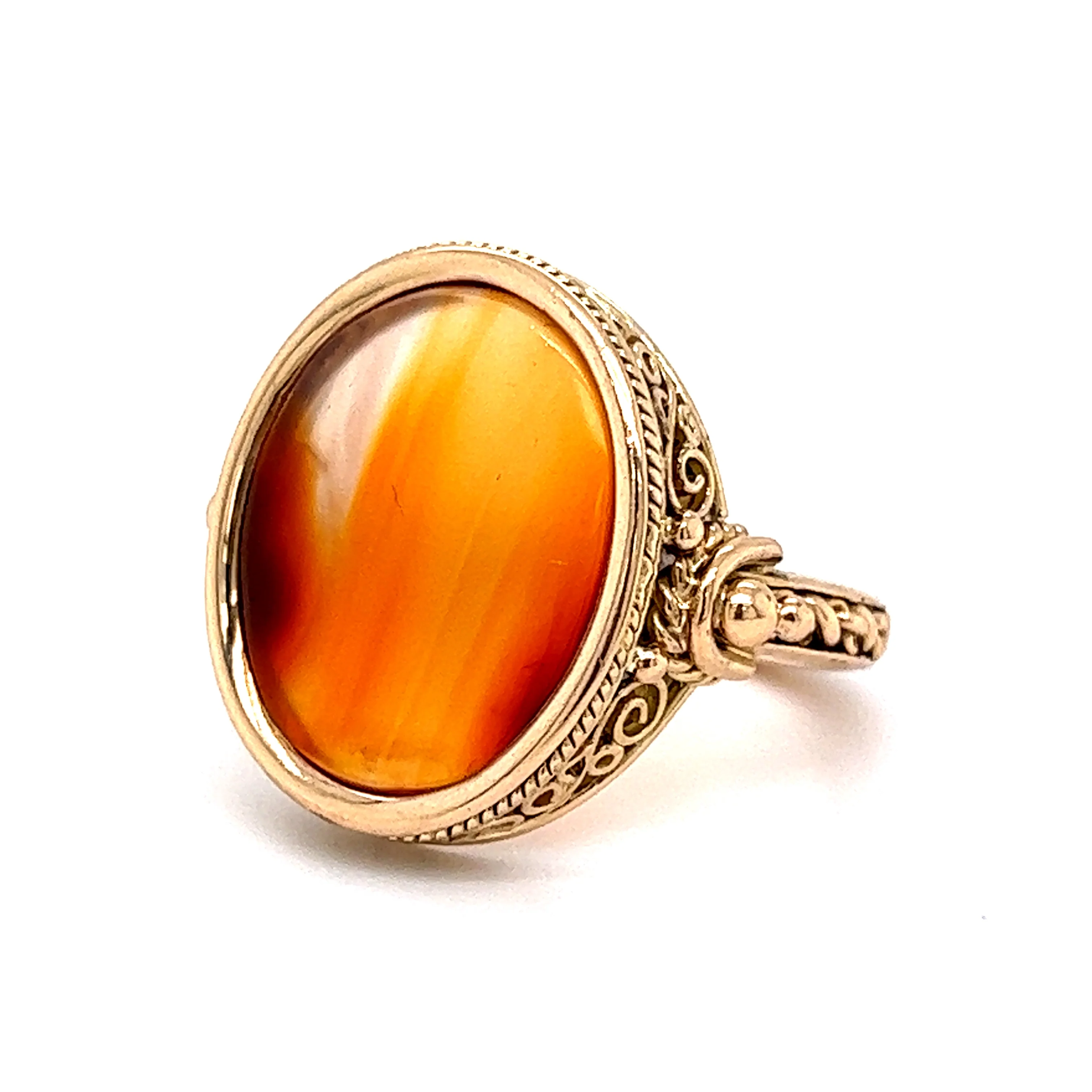 Red Carnelian Statement Ring in 14k Yellow Gold - Image 2