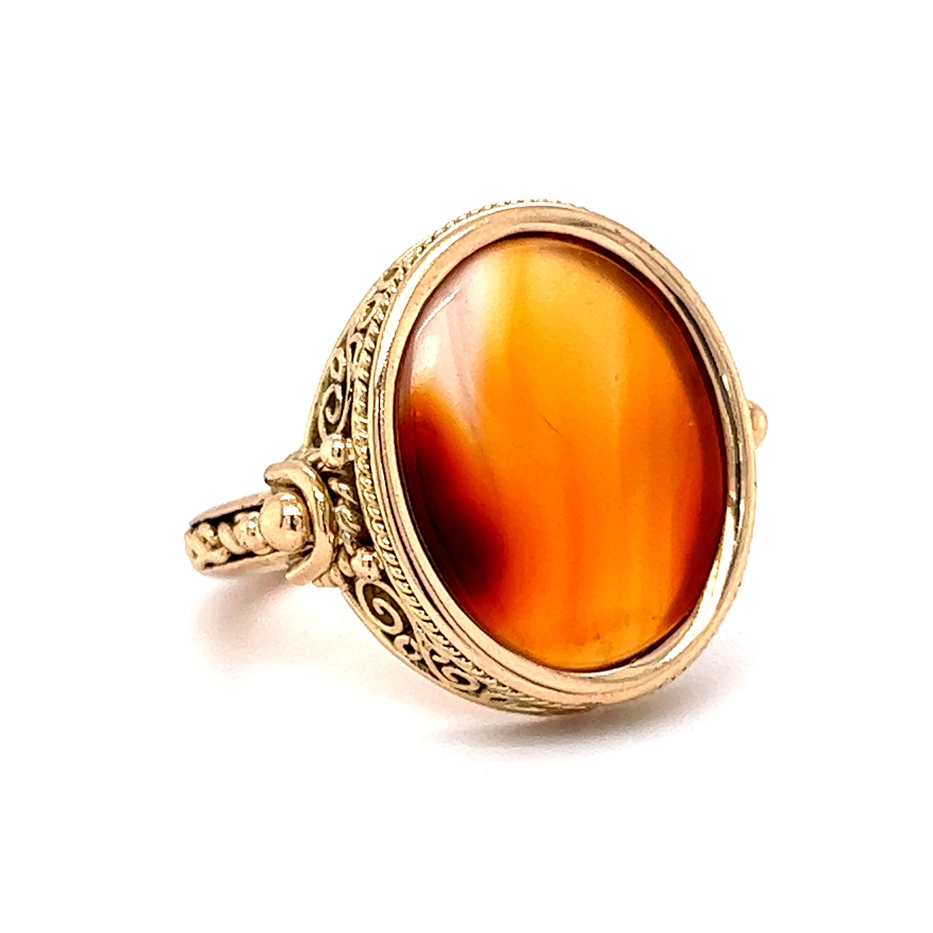 Red Carnelian Statement Ring in 14k Yellow Gold - Image 3