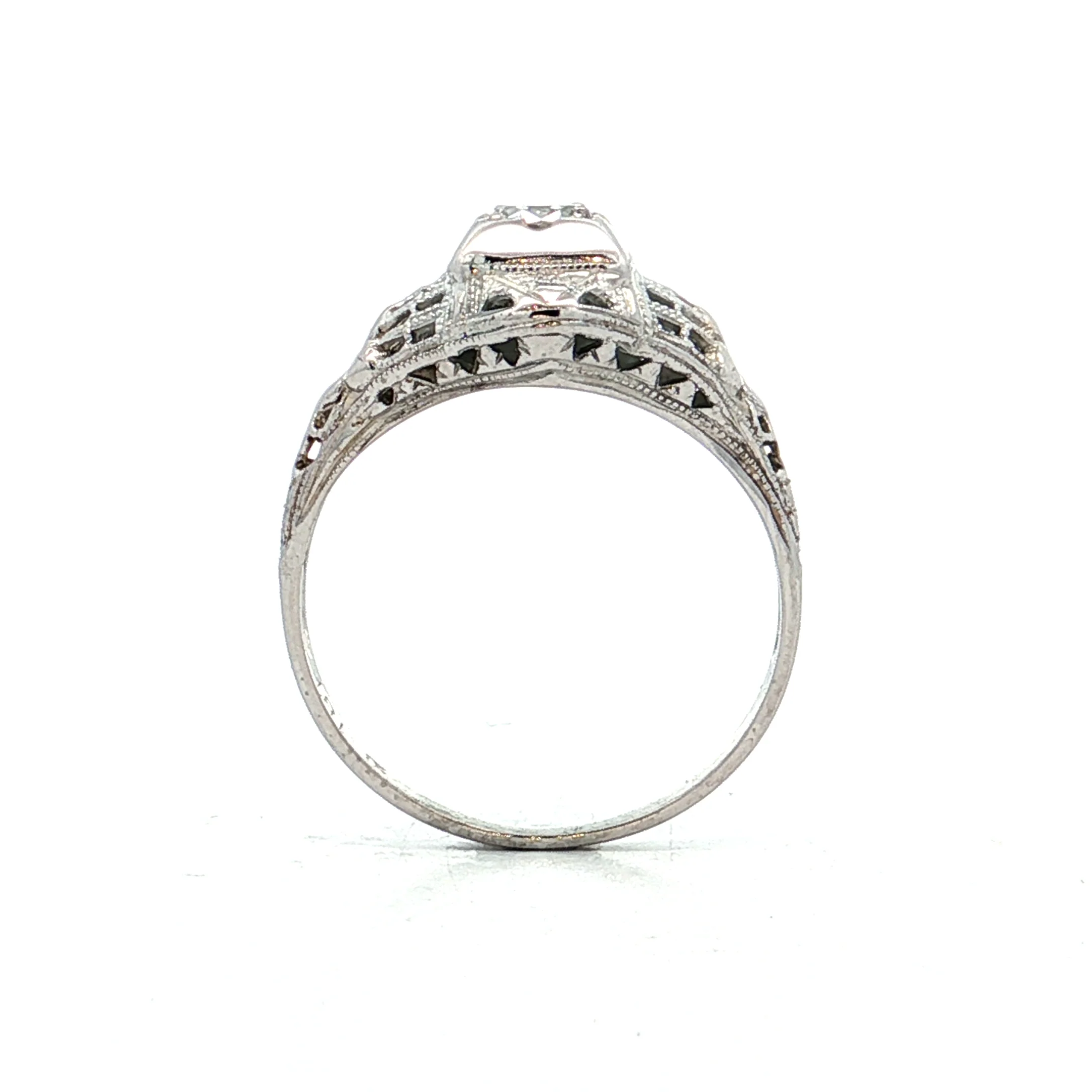 .20 Antique Deco Euro Diamond Engagement Ring 18k - Image 4