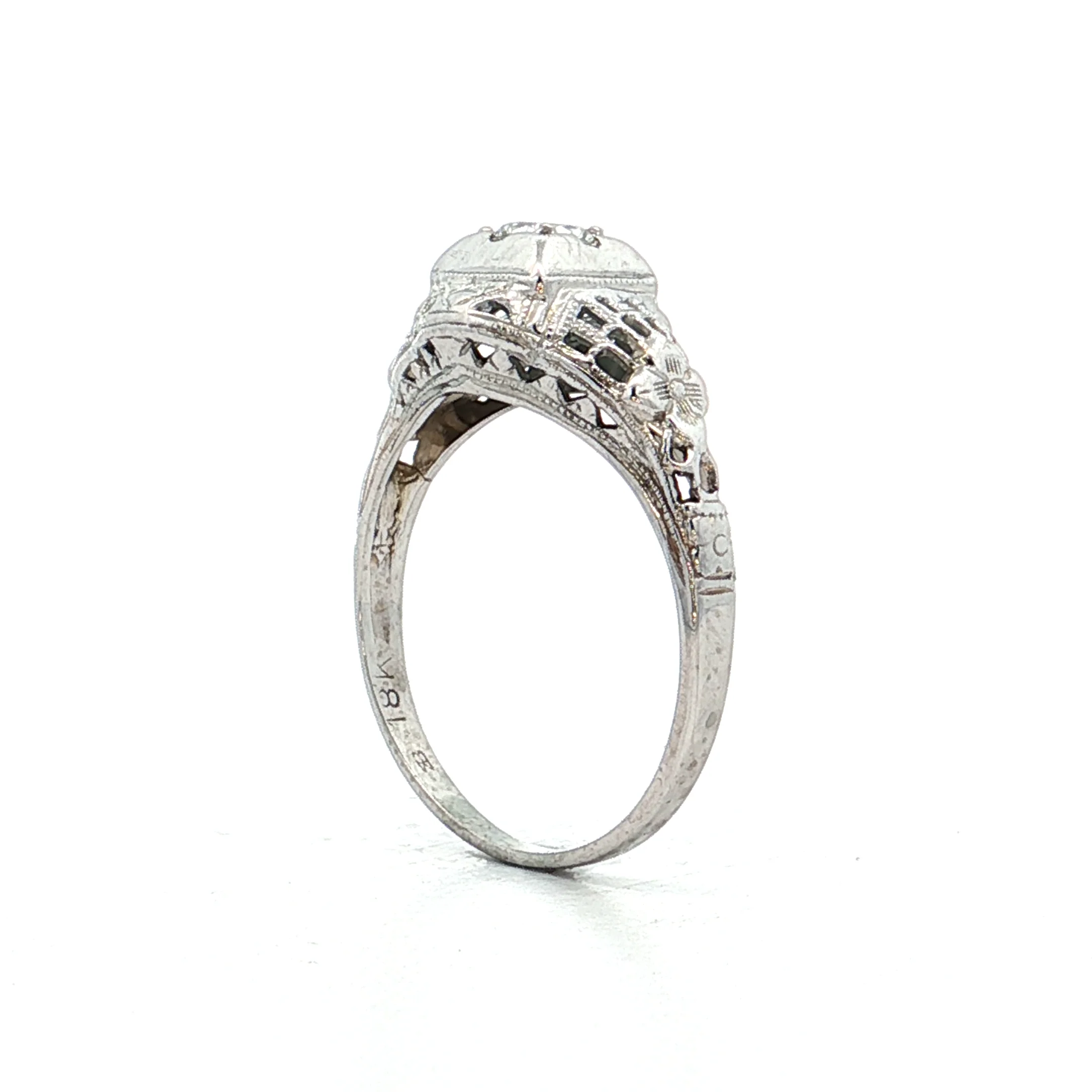.20 Antique Deco Euro Diamond Engagement Ring 18k - Image 5
