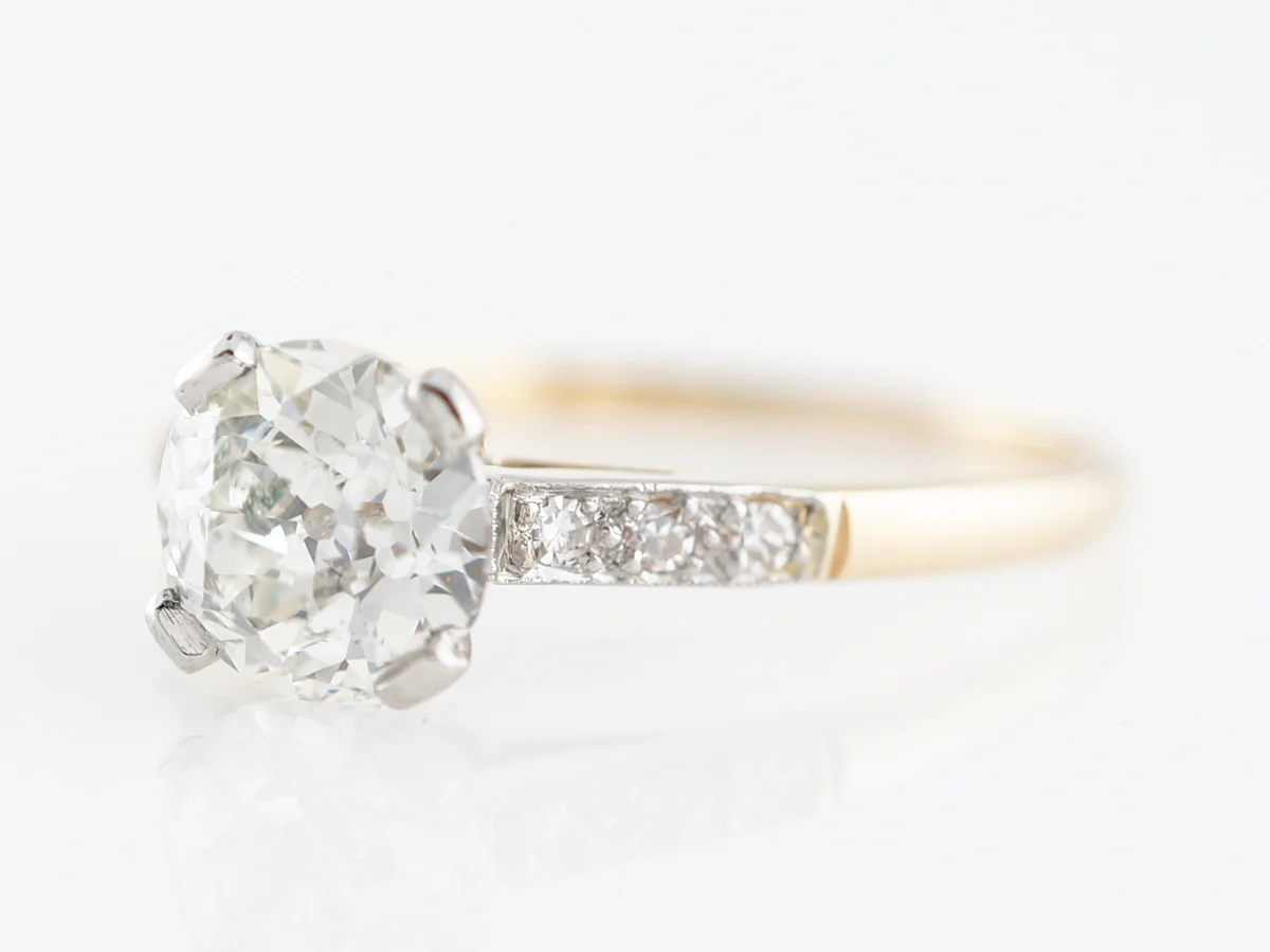 Retro 1.22 European Diamond Engagement Ring in 18k & Platinum - Image 2
