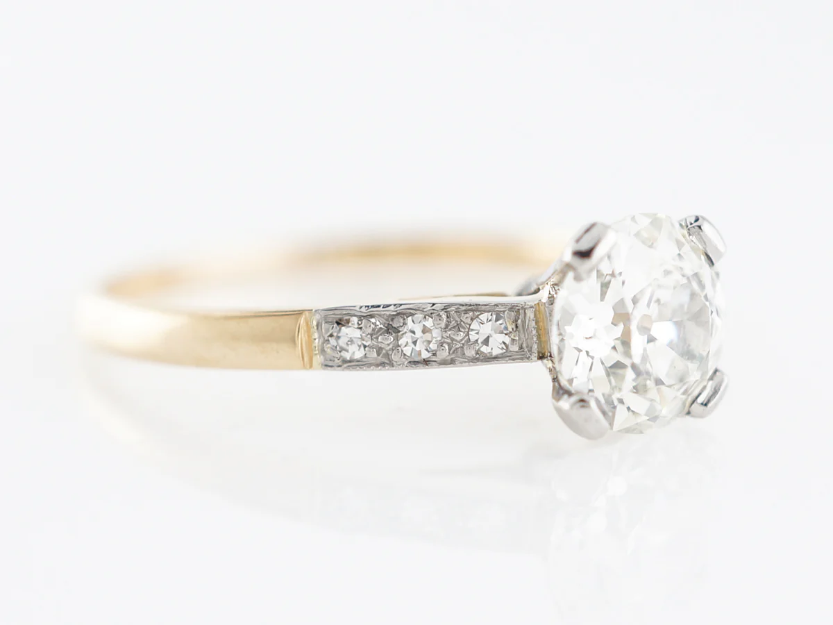 Retro 1.22 European Diamond Engagement Ring in 18k & Platinum - Image 3