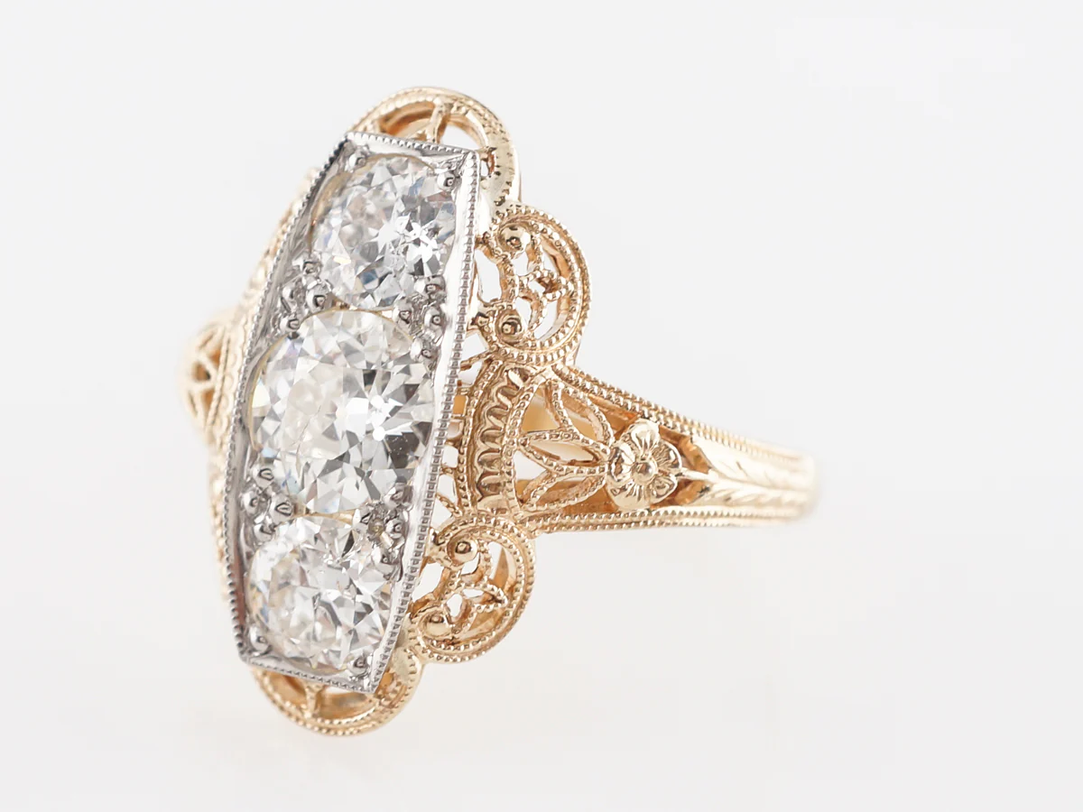 Retro 14k Two Tone Cocktail Ring - Image 2