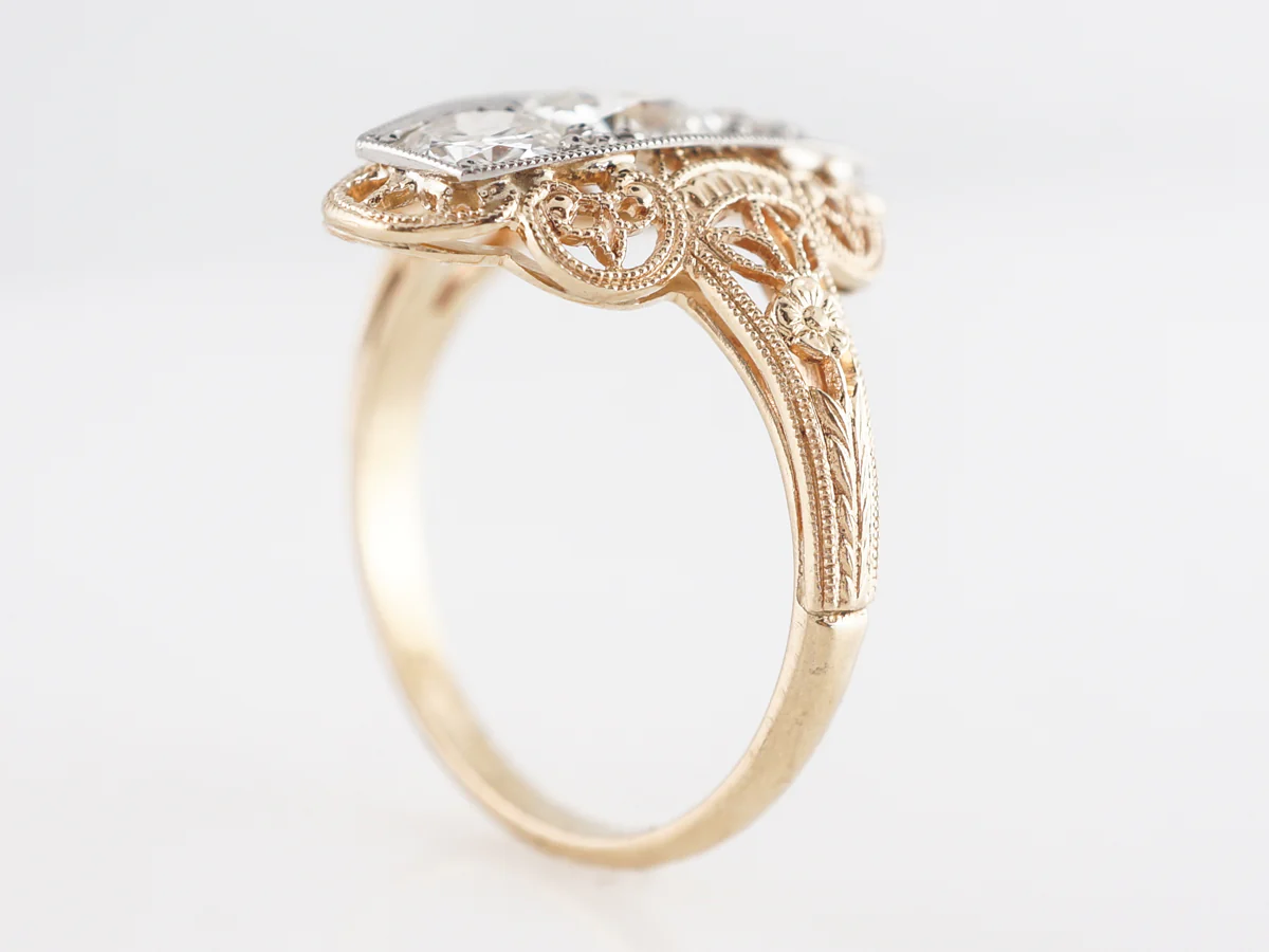 Retro 14k Two Tone Cocktail Ring - Image 4