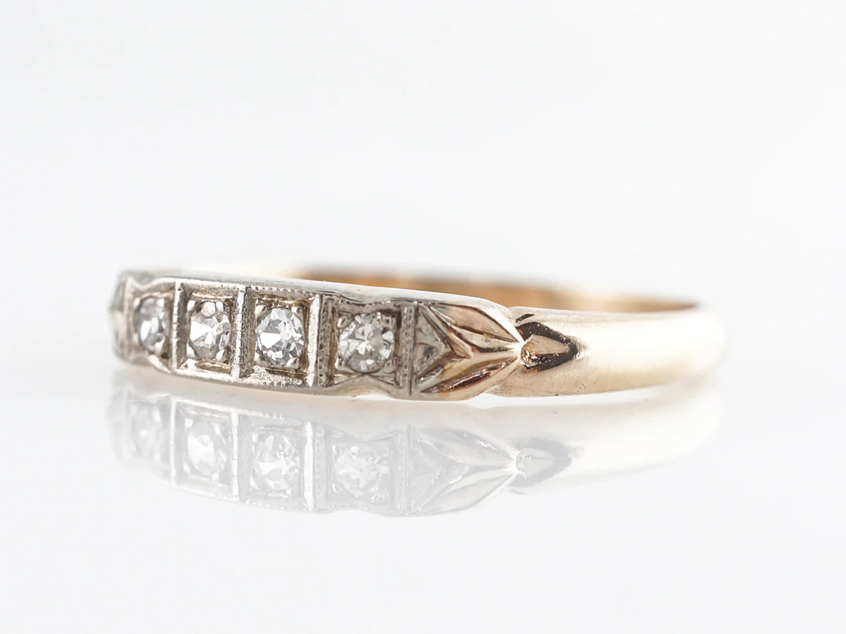 Retro 1940's Wedding Band w/ Single Cut Diamonds in 14K - Image 2