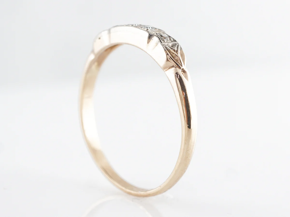Retro 1940's Wedding Band w/ Single Cut Diamonds in 14K - Image 5