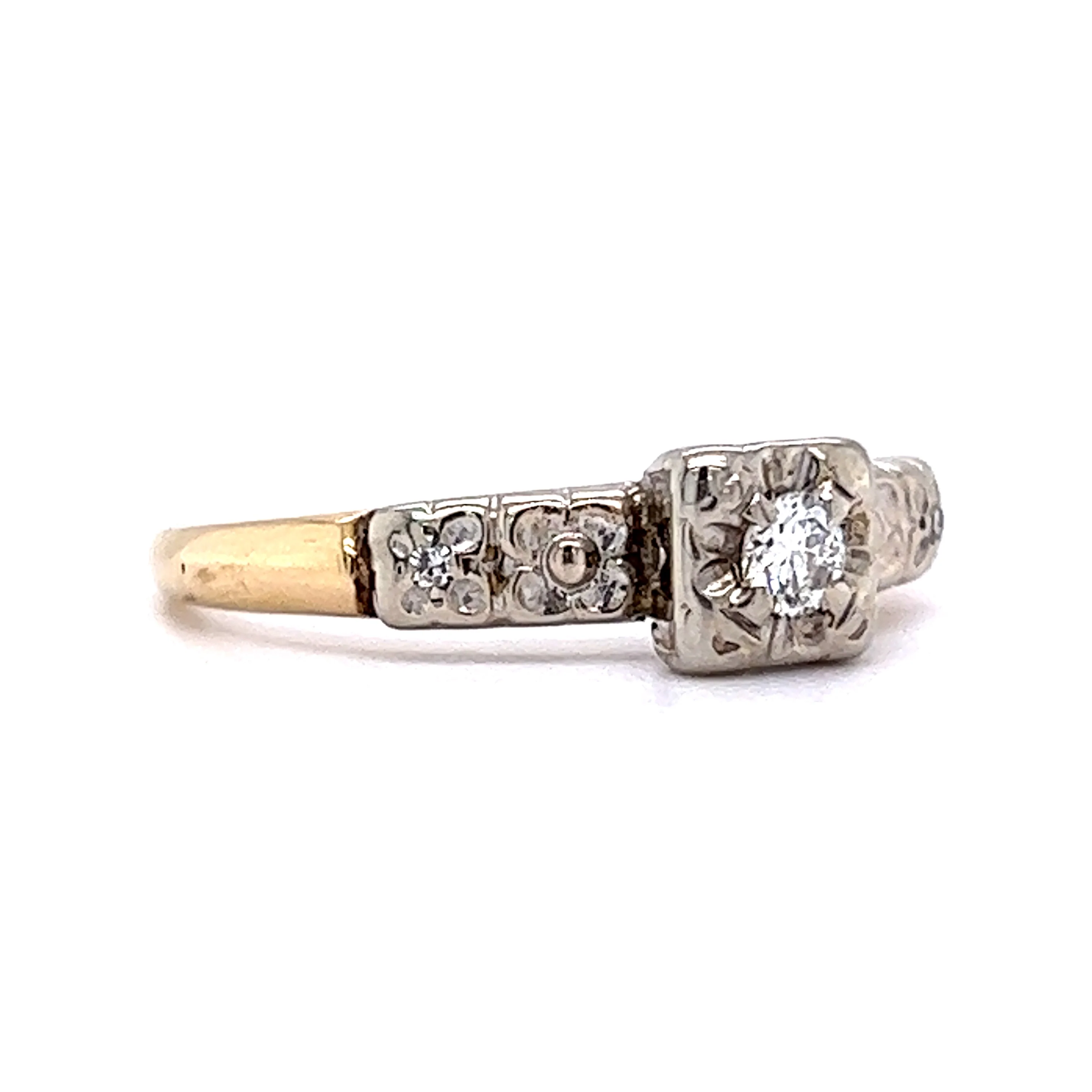 Retro Brilliant Cut Diamond Engagement Ring in 14k - Image 3