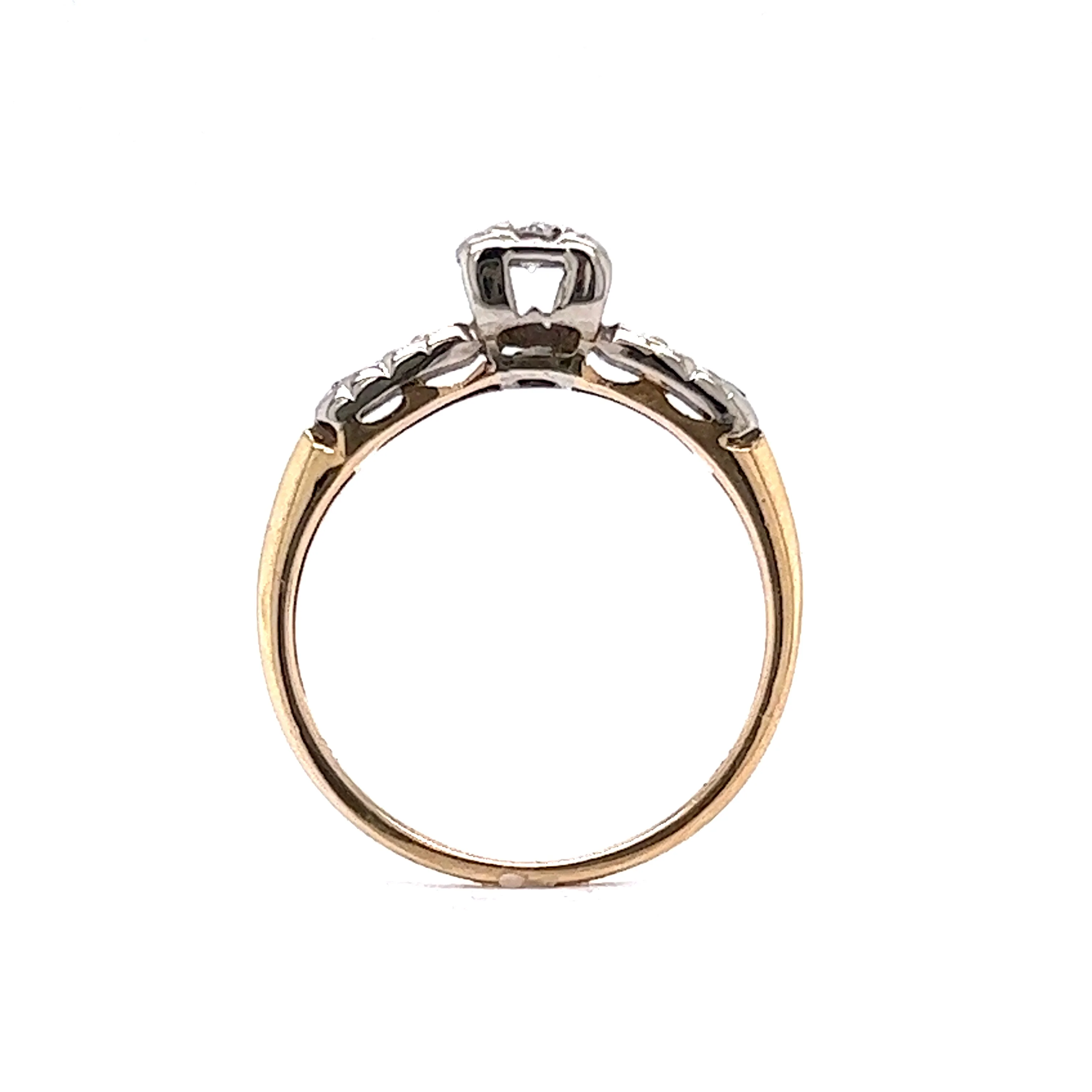 Retro Brilliant Cut Diamond Engagement Ring in 14k - Image 4