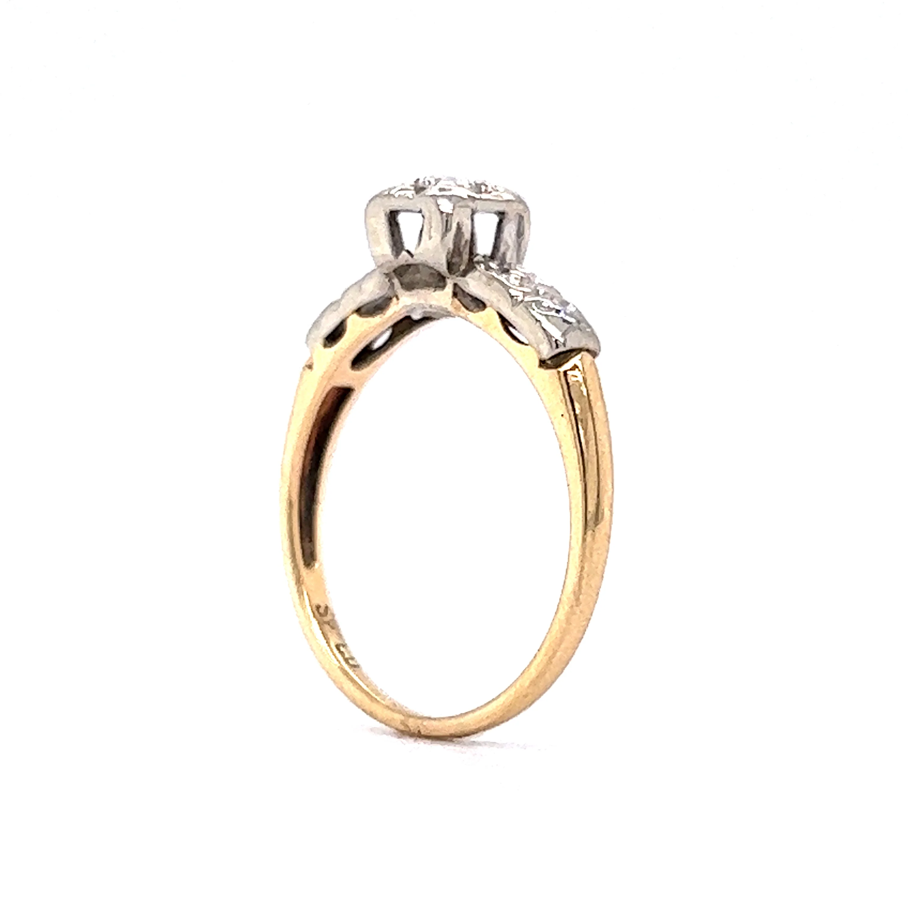 Retro Brilliant Cut Diamond Engagement Ring in 14k - Image 5