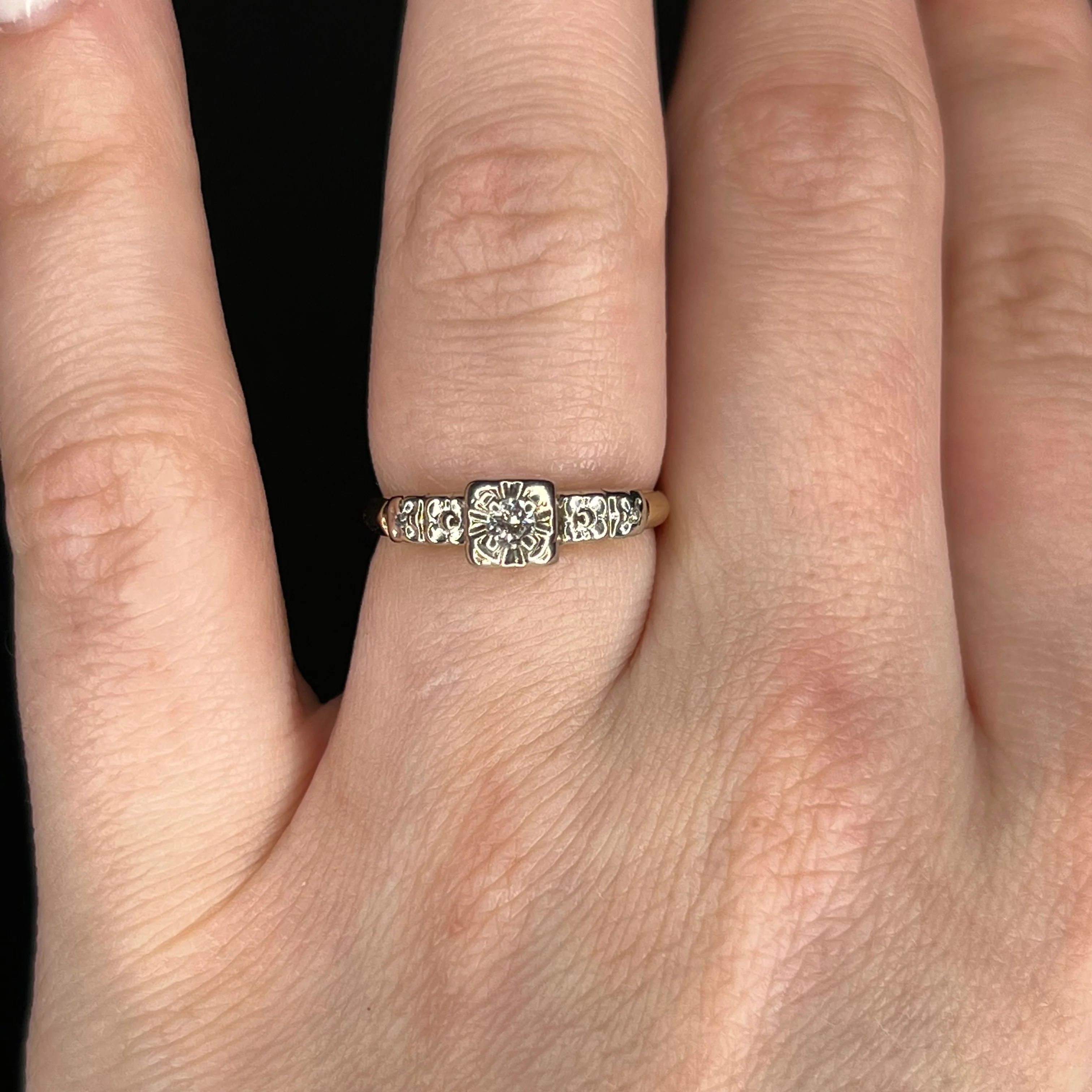 Retro Brilliant Cut Diamond Engagement Ring in 14k - Image 6