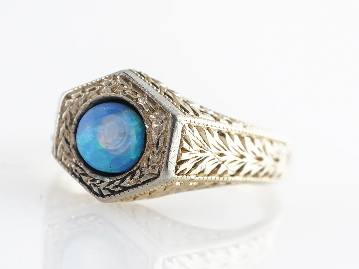 Retro Cabochon Opal Cocktail Ring in 14K - Image 2