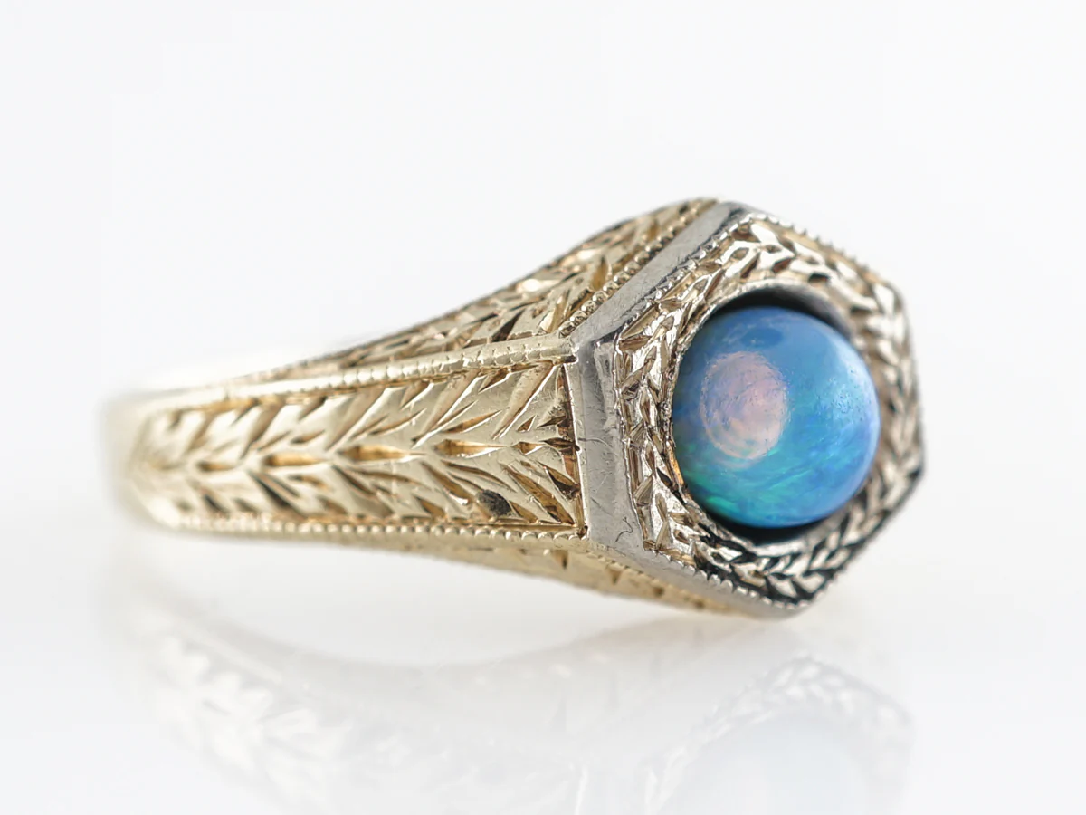 Retro Cabochon Opal Cocktail Ring in 14K - Image 3