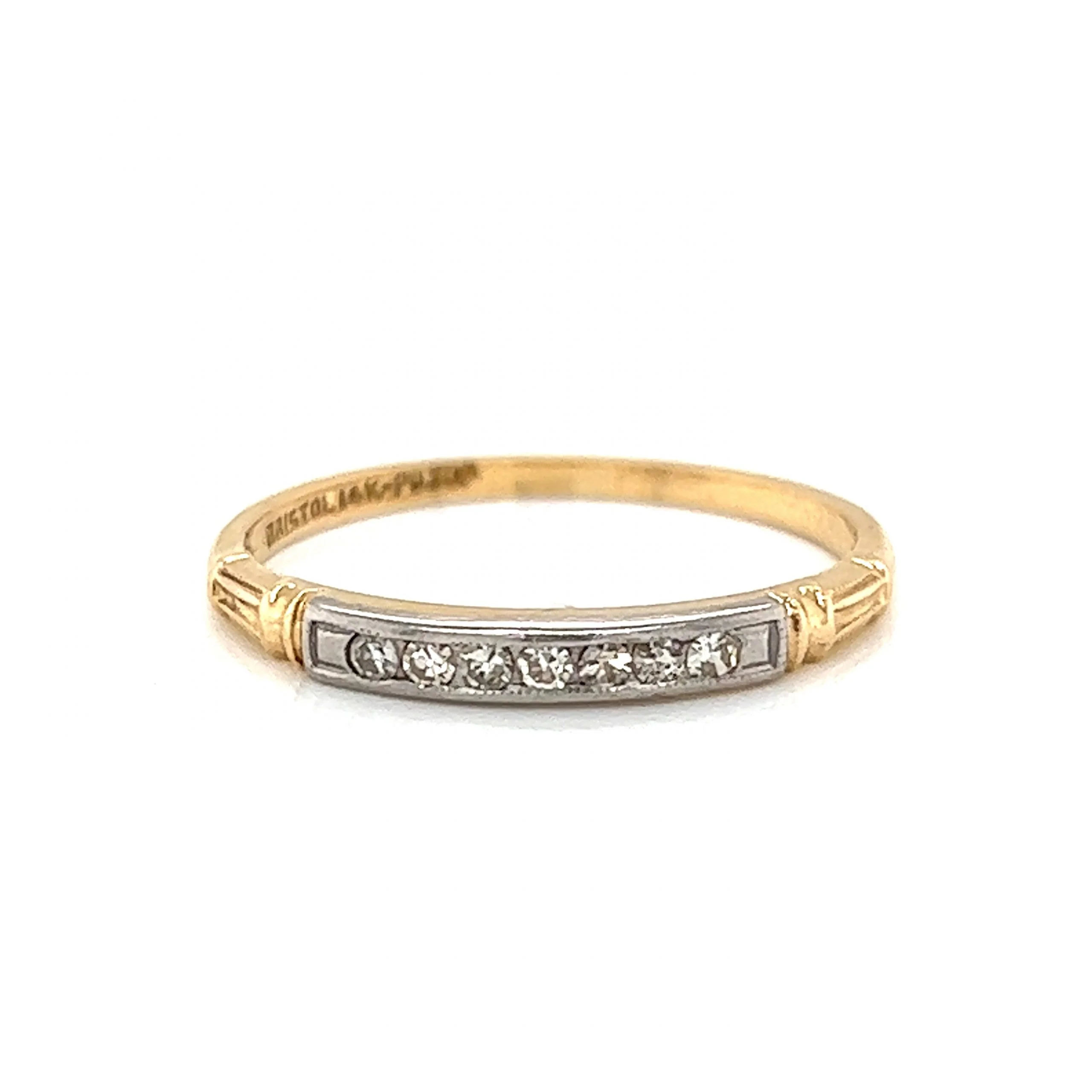Retro Channel Set Diamond Wedding Band in 14k Gold