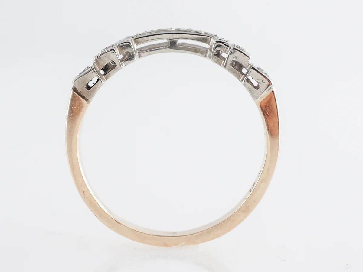 Retro Contoured Diamond Band in 14k White and Yellow Gold - Image 5