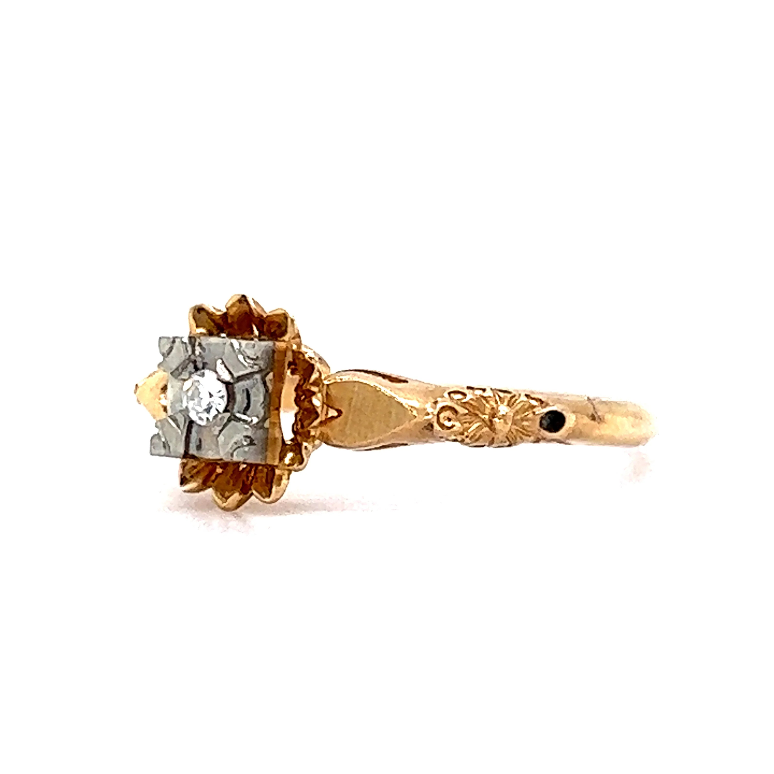 Retro Delicate Diamond Engagement Ring in 14k & 18k Gold - Image 2