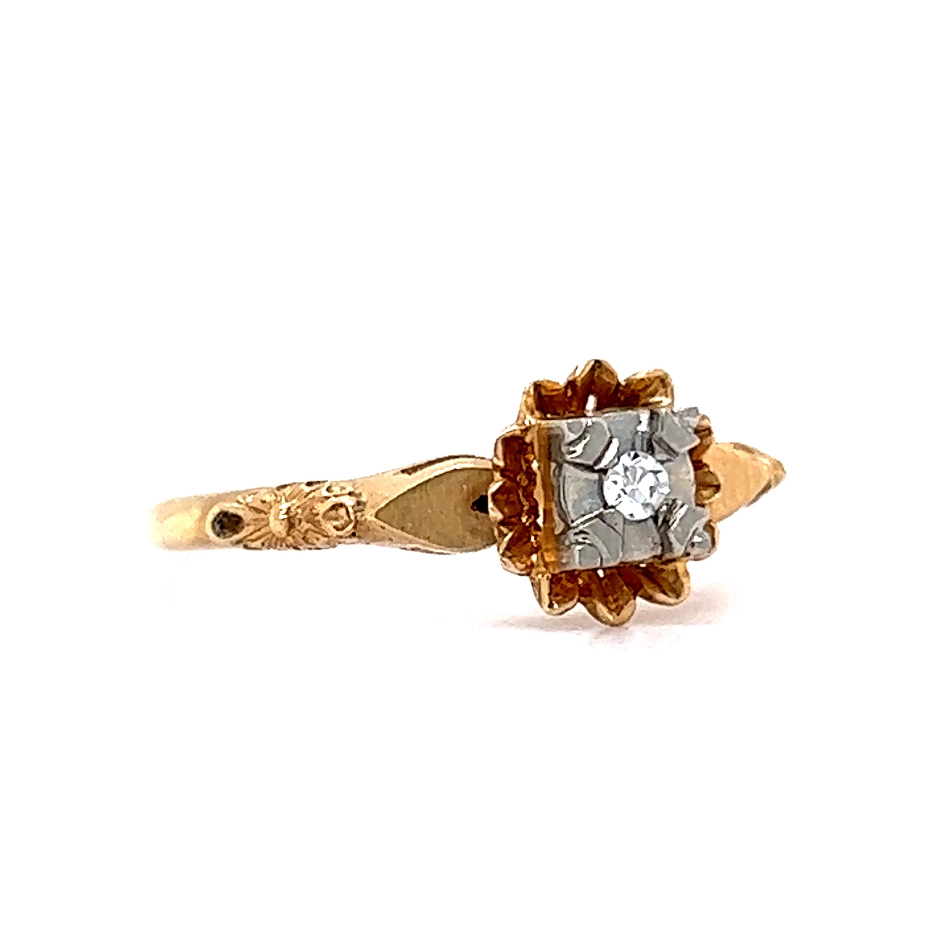 Retro Delicate Diamond Engagement Ring in 14k & 18k Gold - Image 3