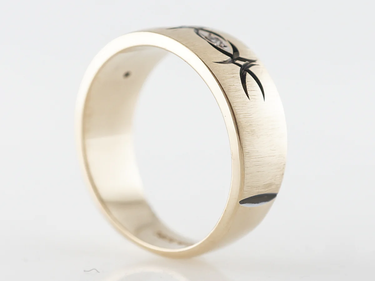 Retro Diamond & Black Enamel Ring Yellow Gold - Image 4