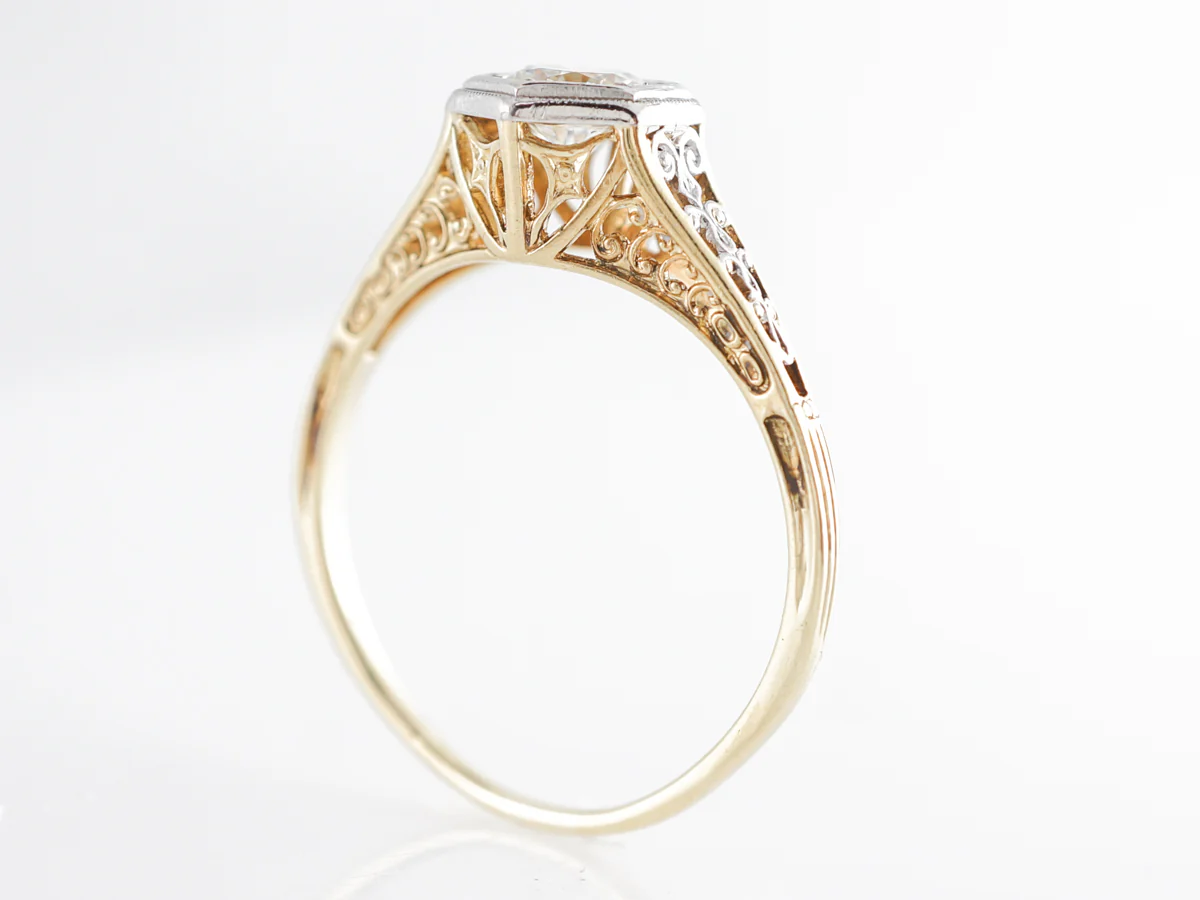 Retro Filigree Transitional Cut Diamond Engagement Ring in 14k - Image 5