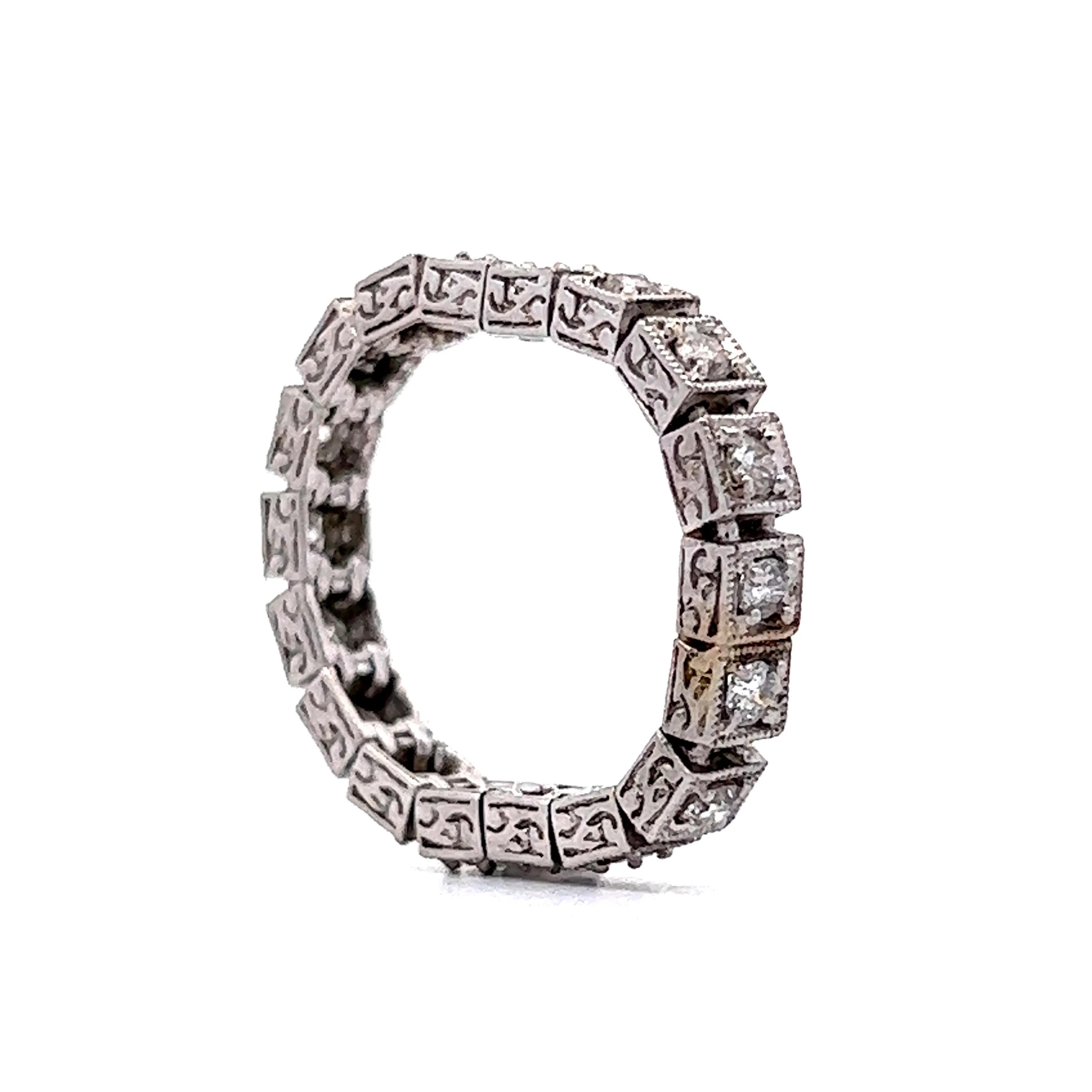 Retro Flexible Diamond Eternity Wedding Band in Platinum - Image 5