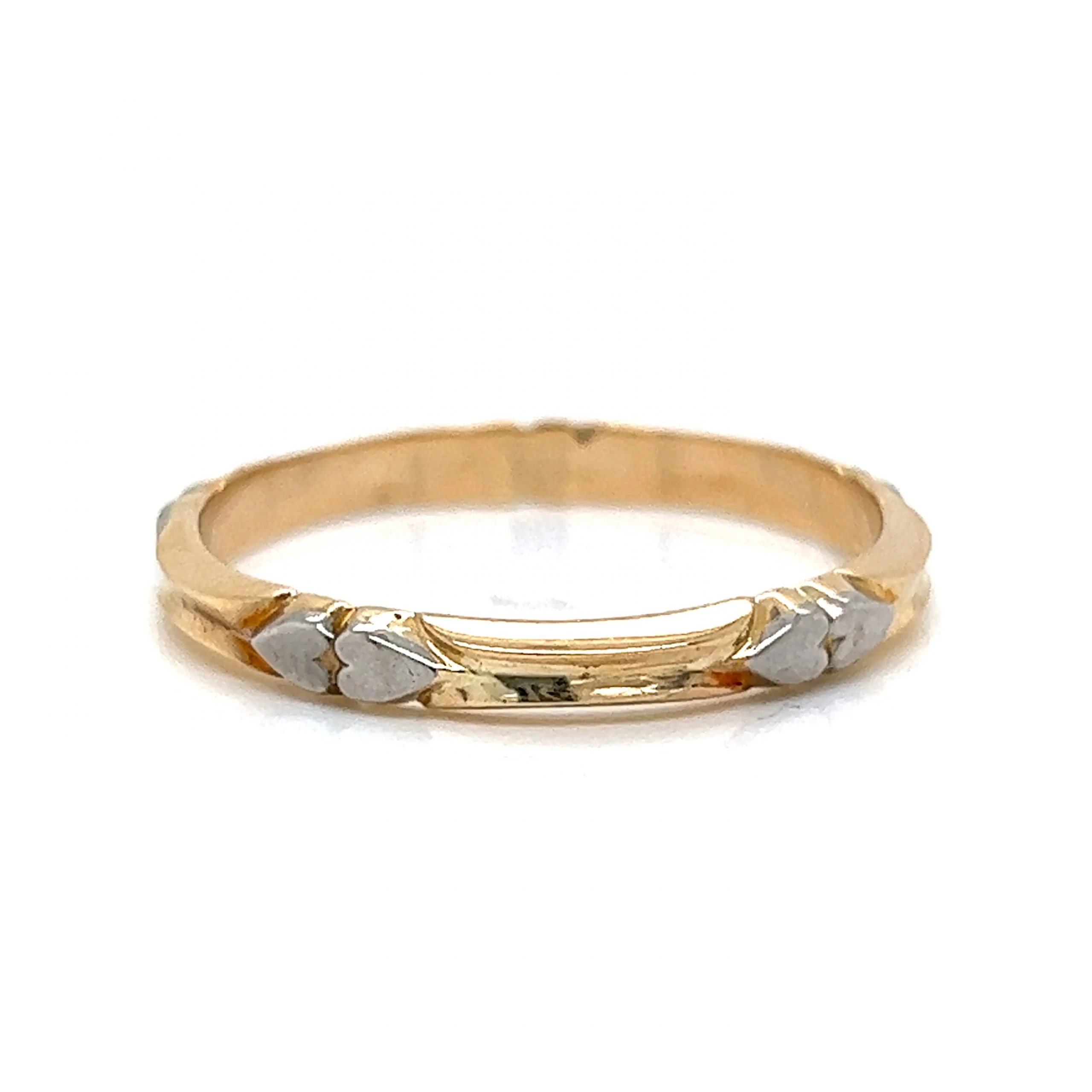 Retro Men's Heart Two-Tone Wedding Band in 14k Gold - Image 2