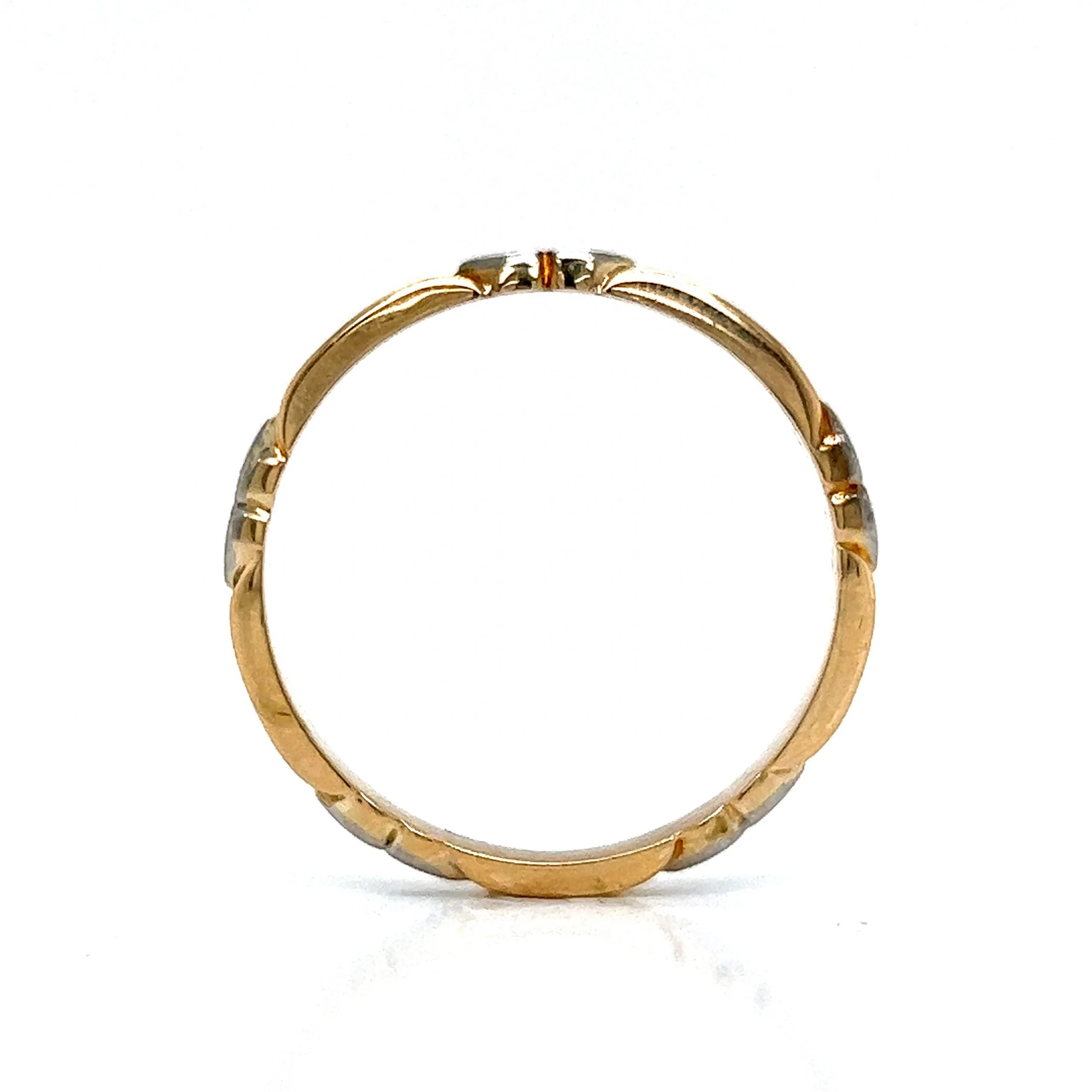 Retro Men's Heart Two-Tone Wedding Band in 14k Gold - Image 4