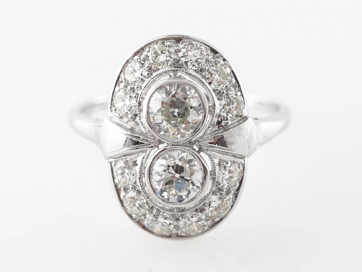 Retro Old European Cut Diamond Ring Platinum