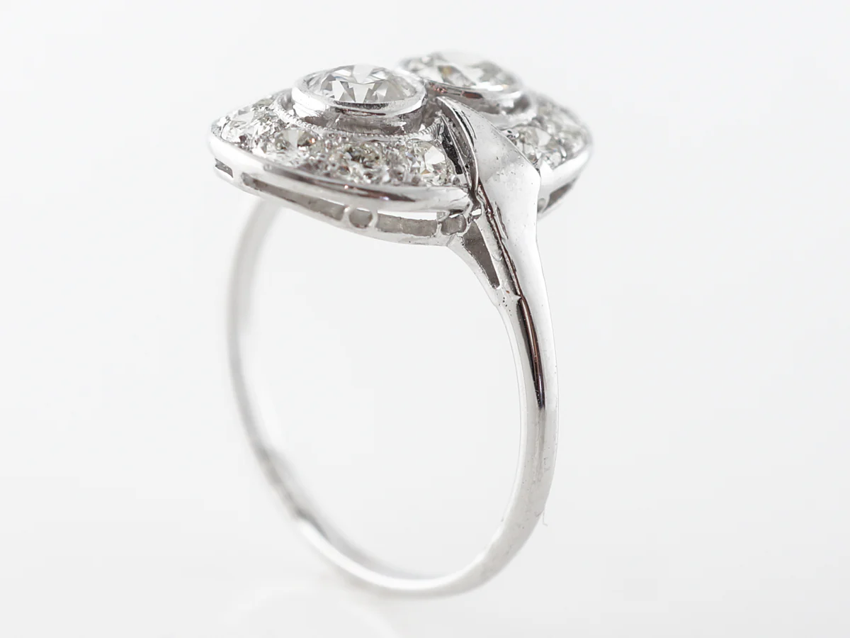 Retro Old European Cut Diamond Ring Platinum - Image 4