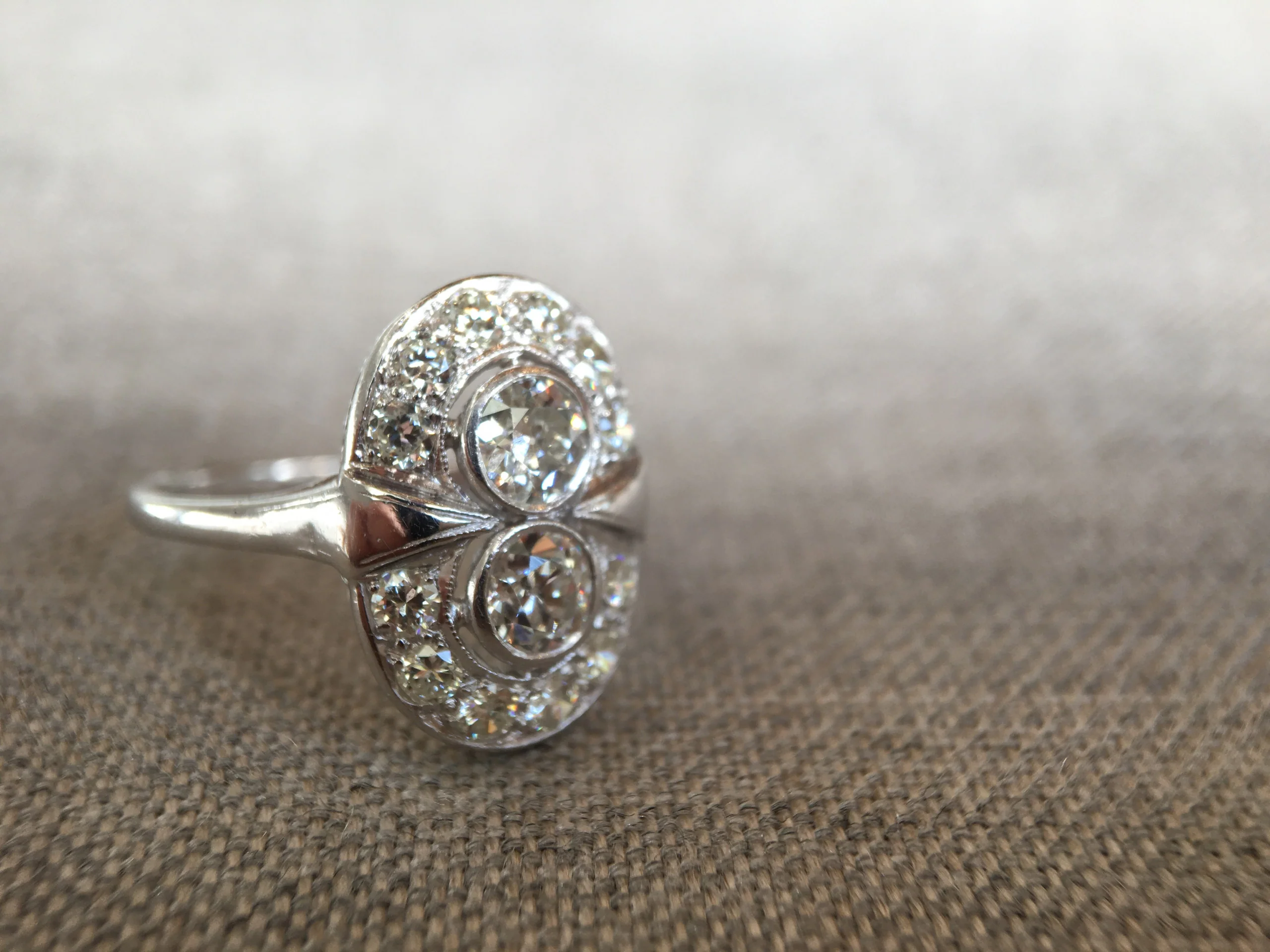Retro Old European Cut Diamond Ring Platinum - Image 5