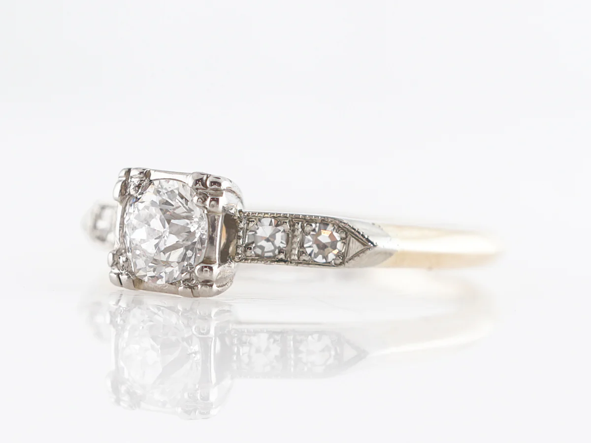 Retro Old European Diamond Engagement Ring in 14k - Image 2