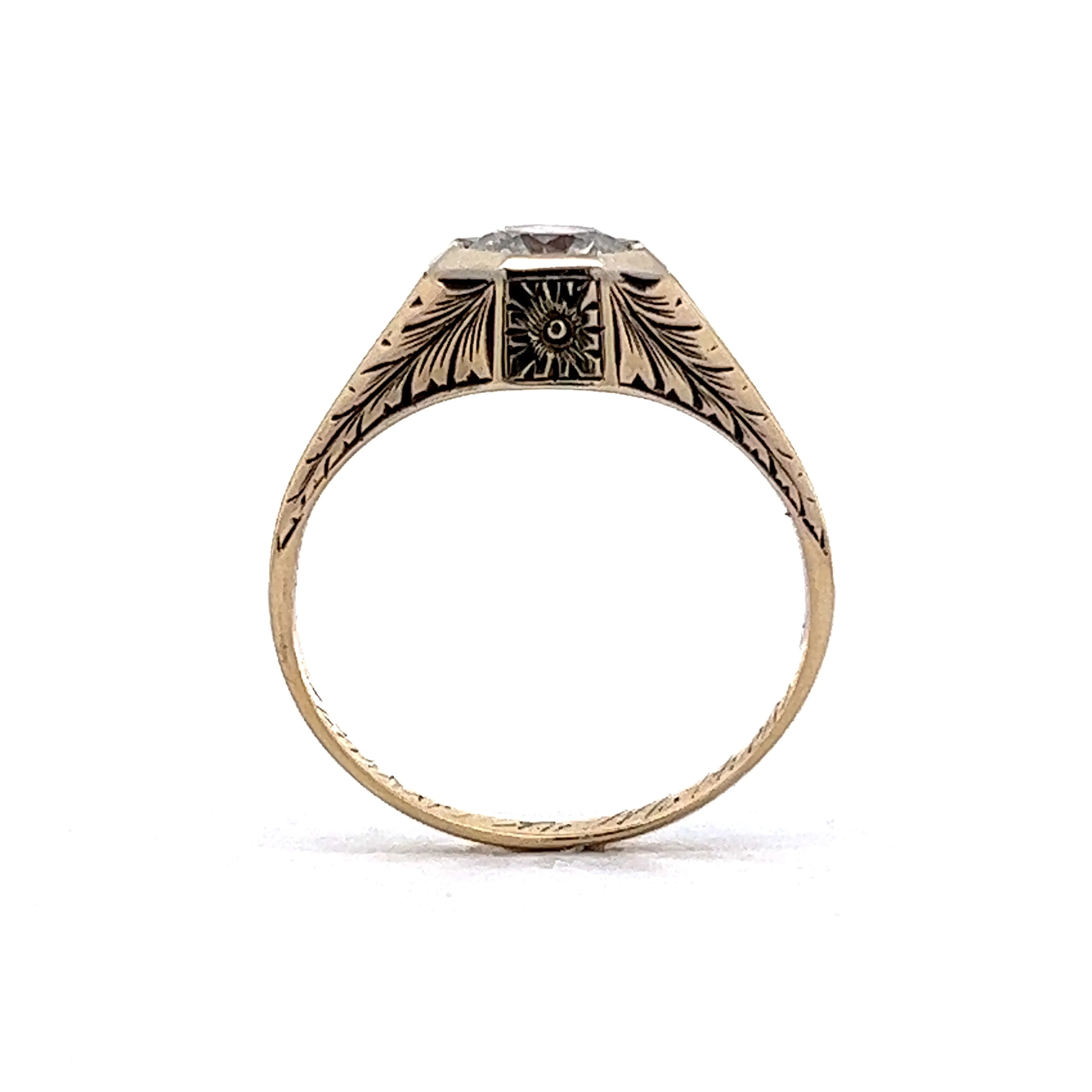 Retro Orange Blossom Diamond Engagement Ring in 14k Yellow Gold - Image 4