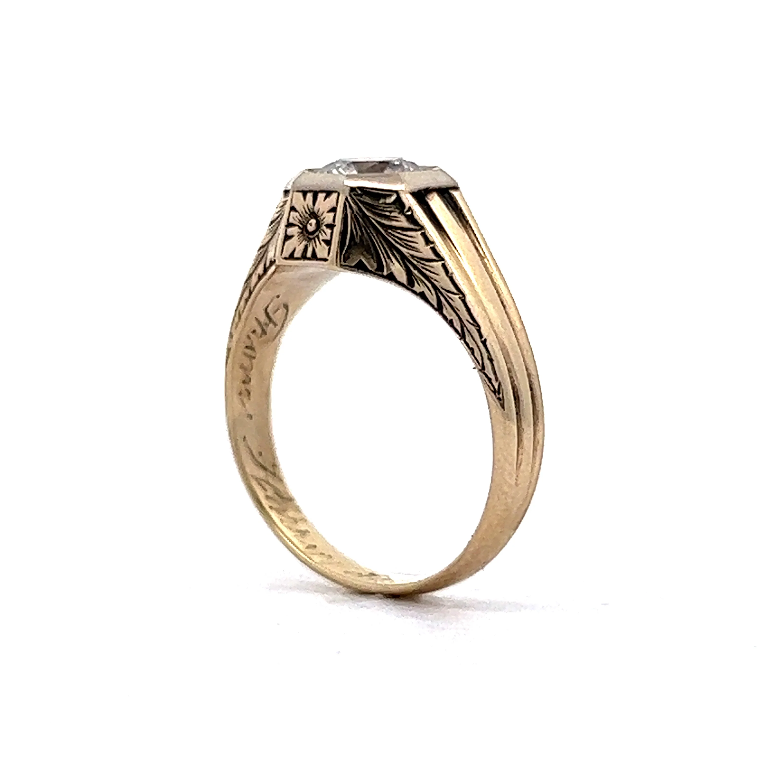 Retro Orange Blossom Diamond Engagement Ring in 14k Yellow Gold - Image 5