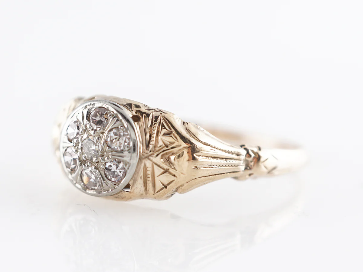 Retro Pave Single Cut Diamond Engagement Ring in 14k - Image 2