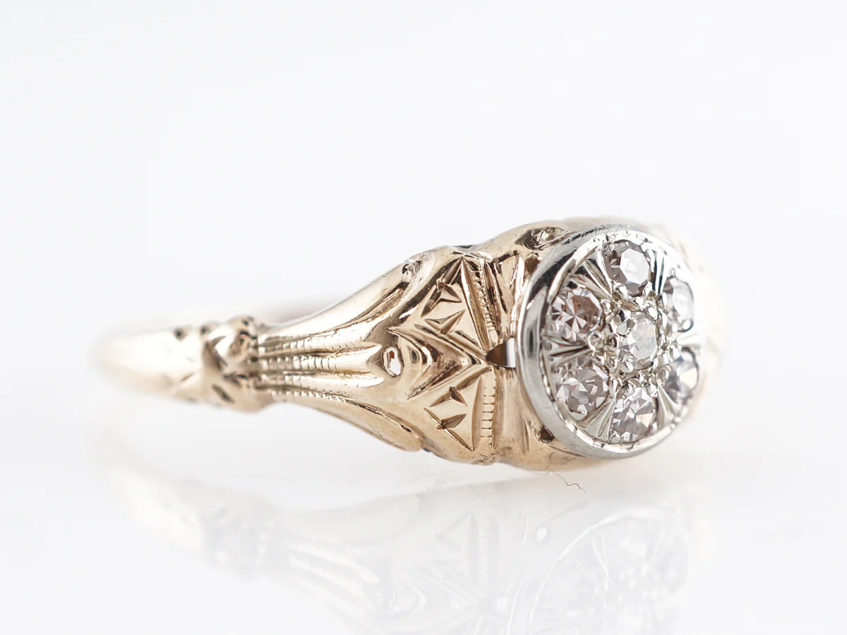 Retro Pave Single Cut Diamond Engagement Ring in 14k - Image 3
