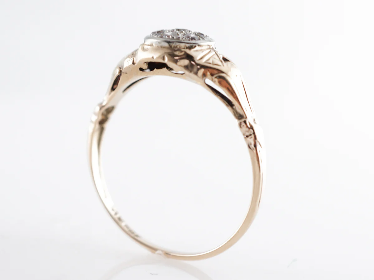 Retro Pave Single Cut Diamond Engagement Ring in 14k - Image 5