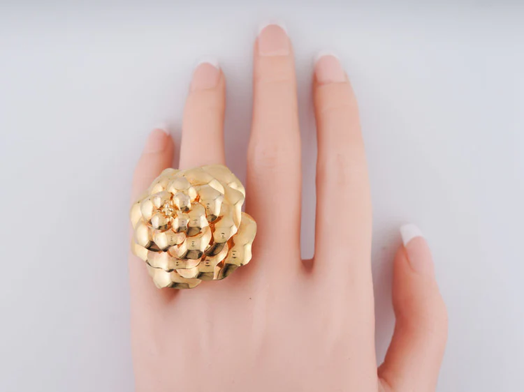 Retro Pine Cone Right Hand Ring in 14k Yellow Gold - Image 5