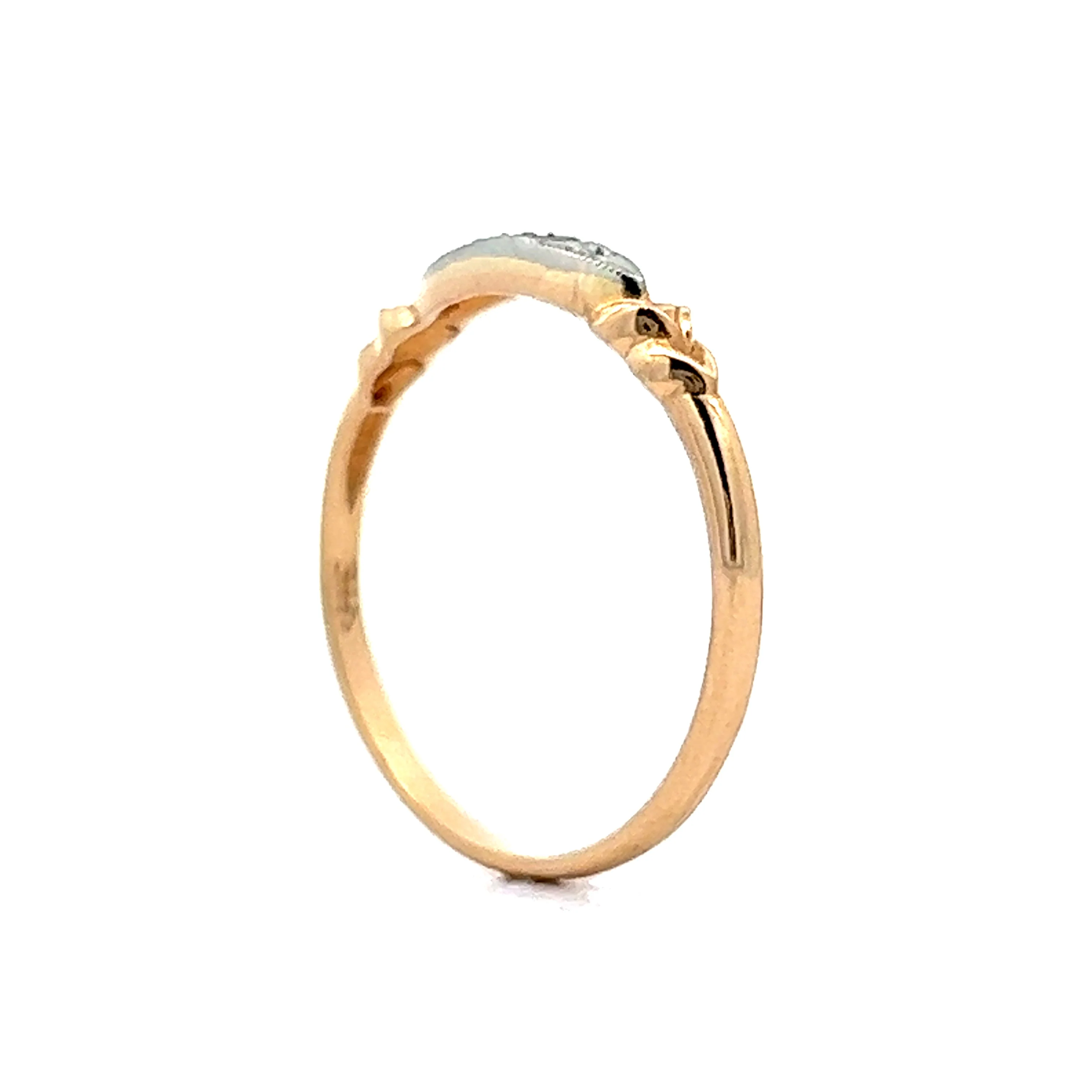 Retro Single Diamond Two-Toned Wedding Band in 14k & 18k - Image 5