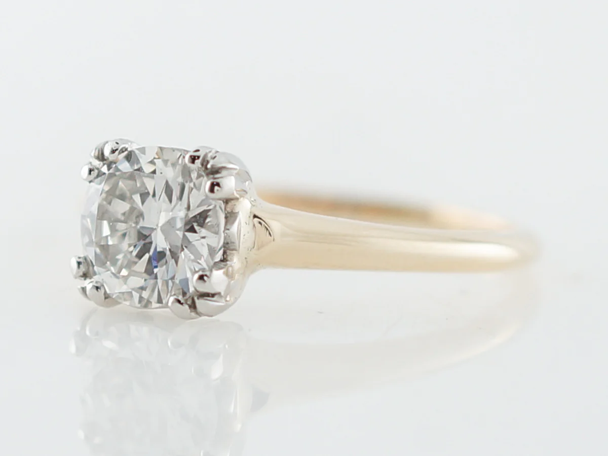 Retro Solitaire Diamond Engagement Ring in Yellow Gold - Image 2