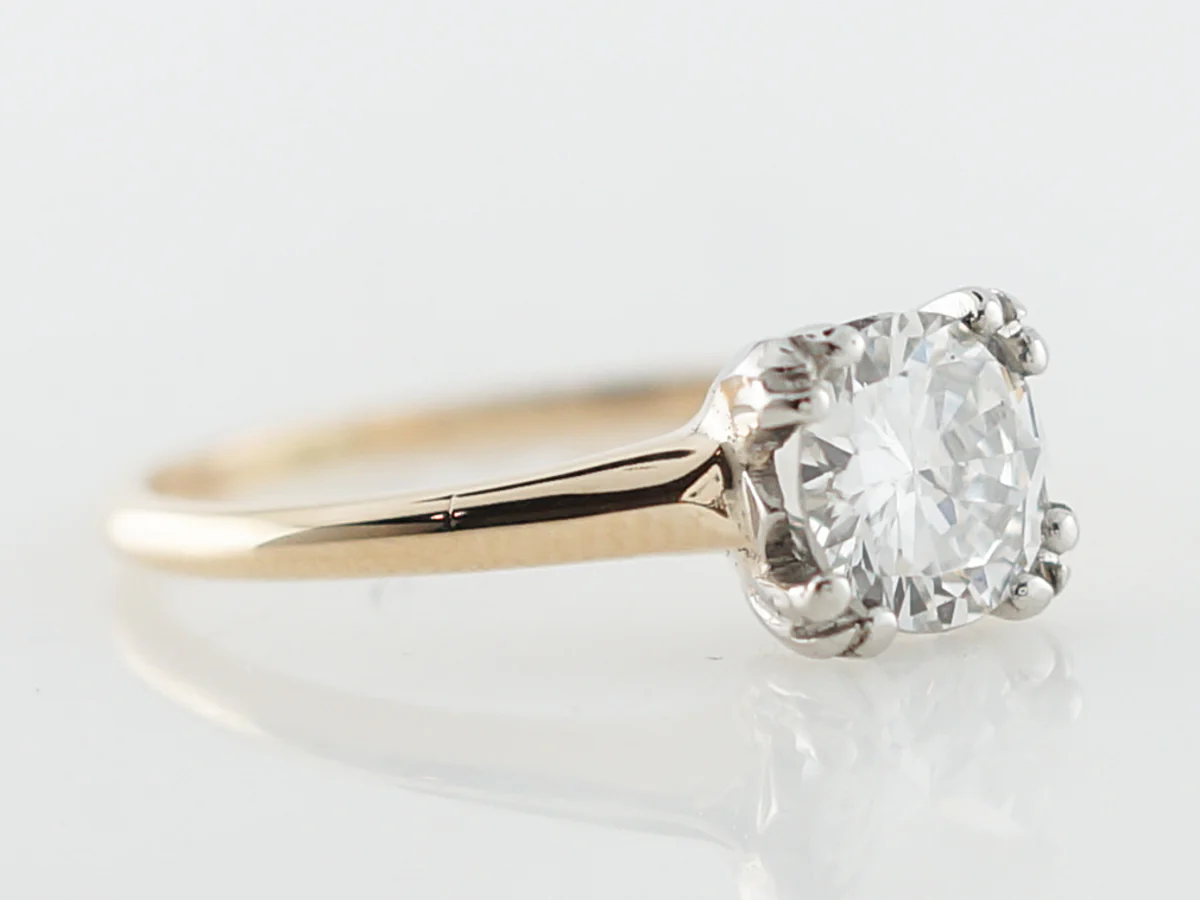Retro Solitaire Diamond Engagement Ring in Yellow Gold - Image 3