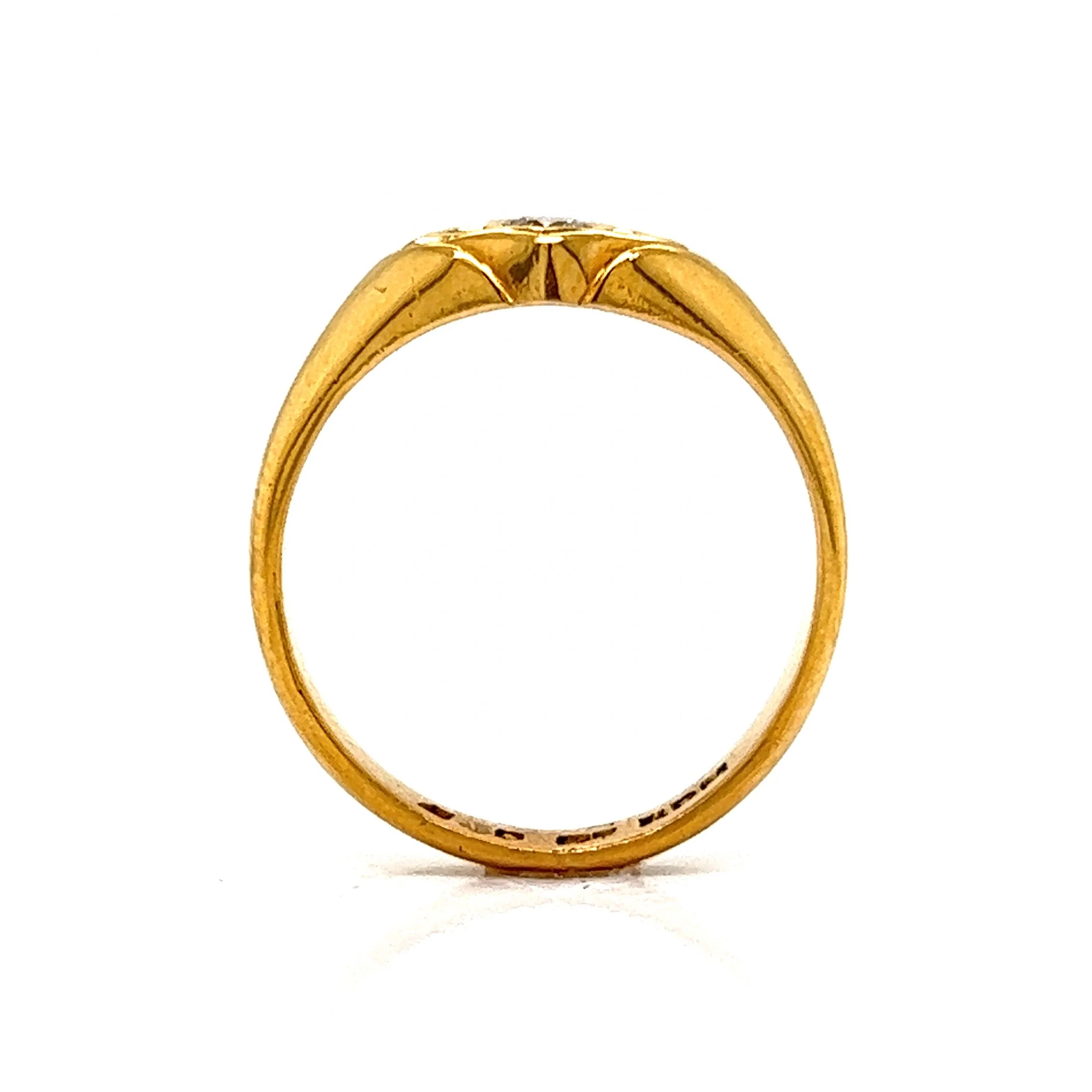 Retro Solitaire Diamond Stacking Ring in 18k Yellow Gold - Image 4
