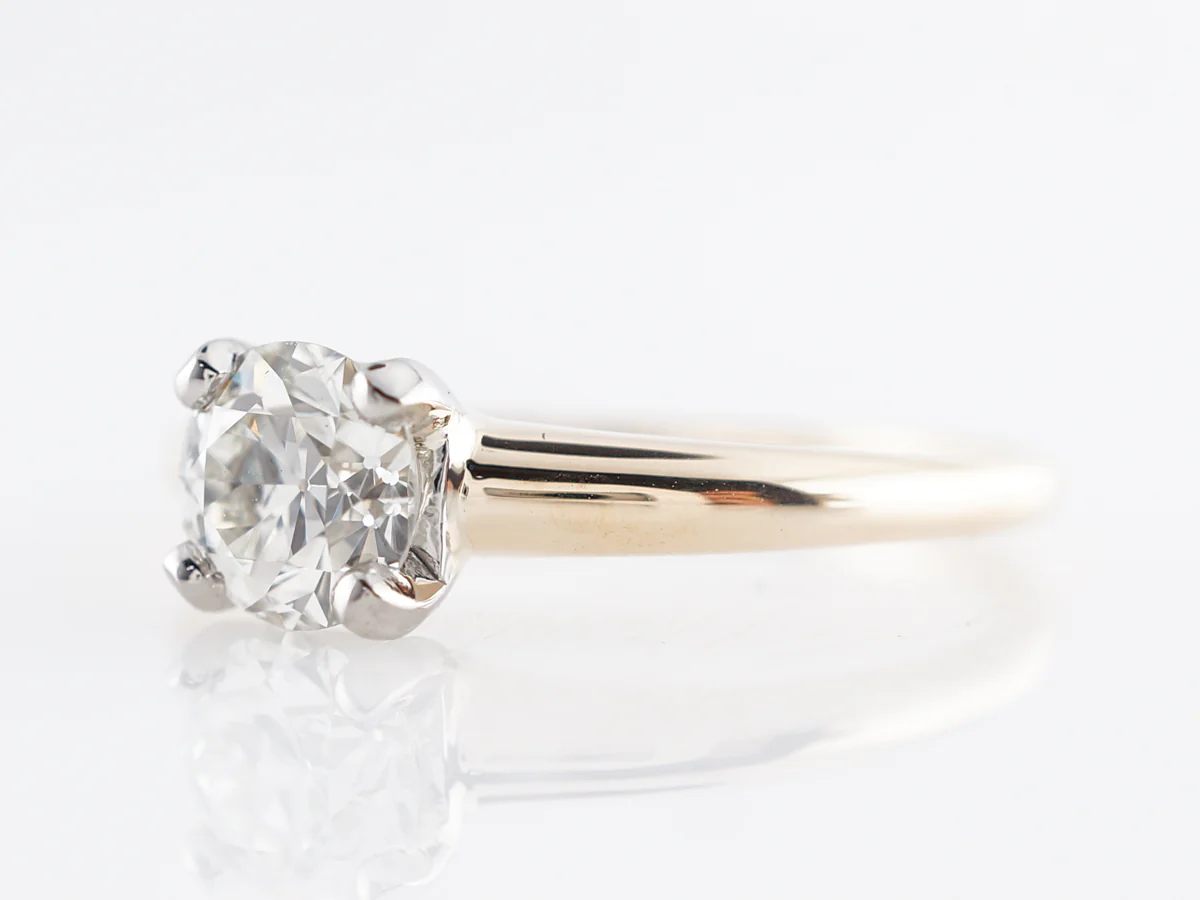 Retro Solitaire European Cut Diamond Engagement Ring - Image 2