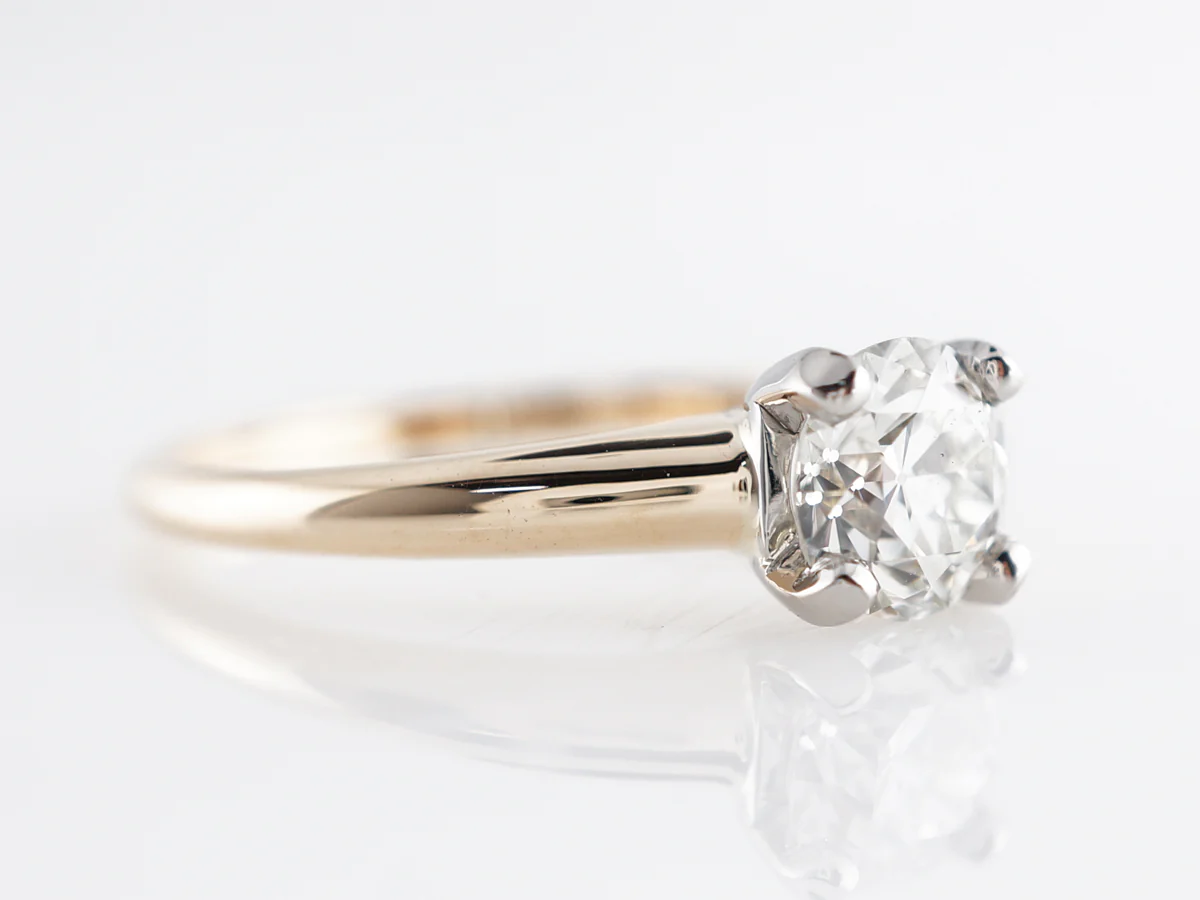 Retro Solitaire European Cut Diamond Engagement Ring - Image 3