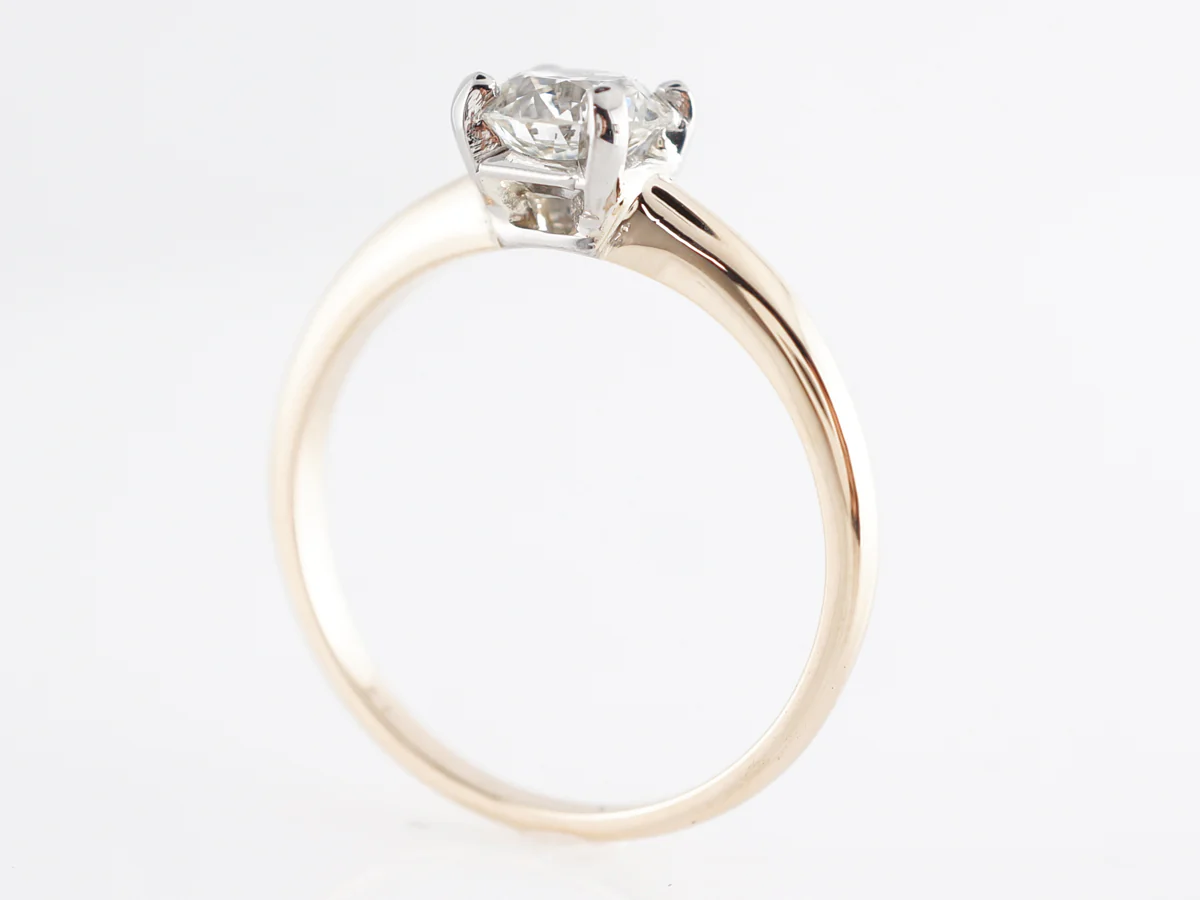 Retro Solitaire European Cut Diamond Engagement Ring - Image 5