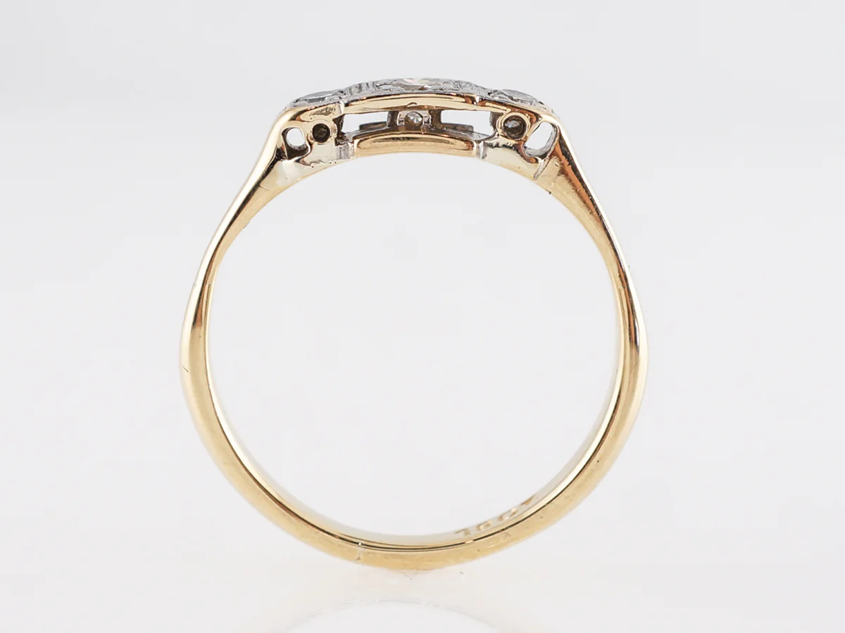 Retro Three Diamond Engagement Ring in 18k Yellow Gold - Image 4