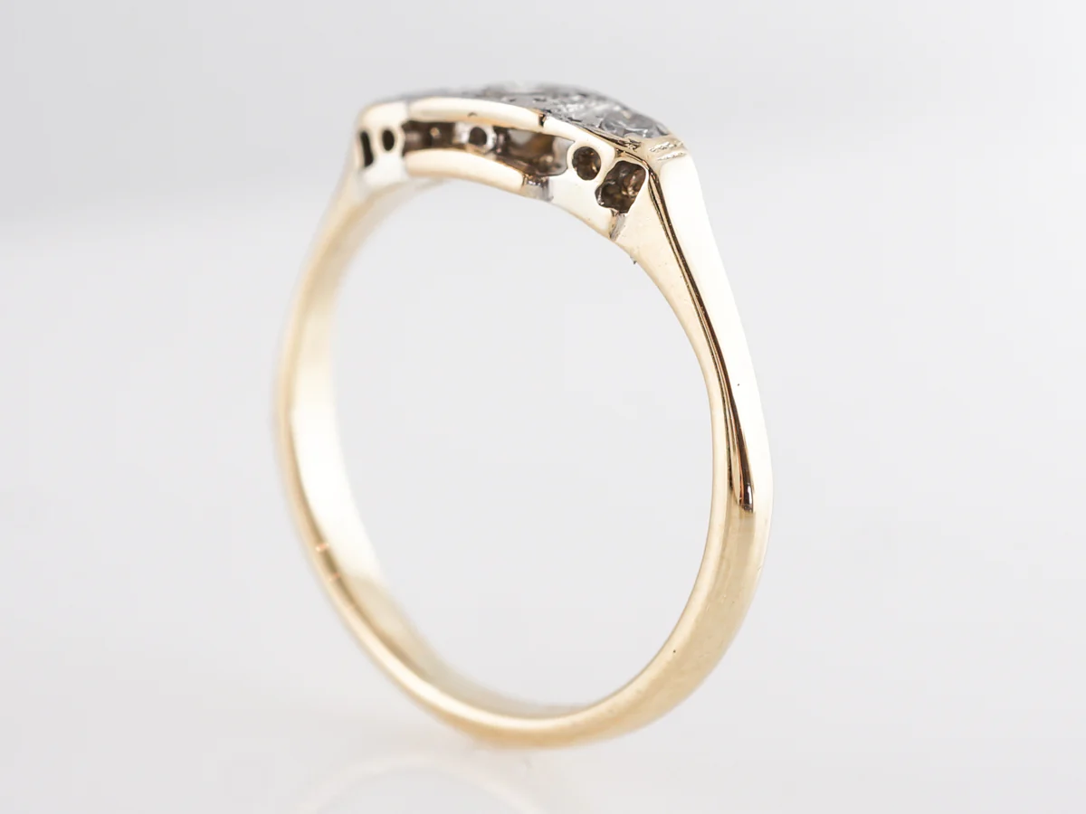 Retro Three Diamond Engagement Ring in 18k Yellow Gold - Image 5