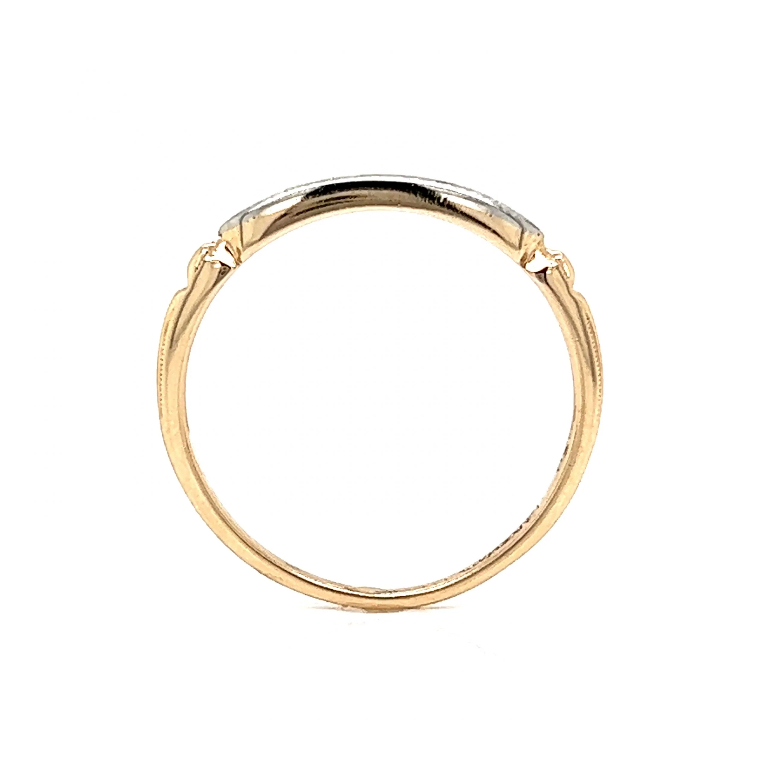 Retro Three Stone Diamond Wedding Band in 14k Gold - Image 4