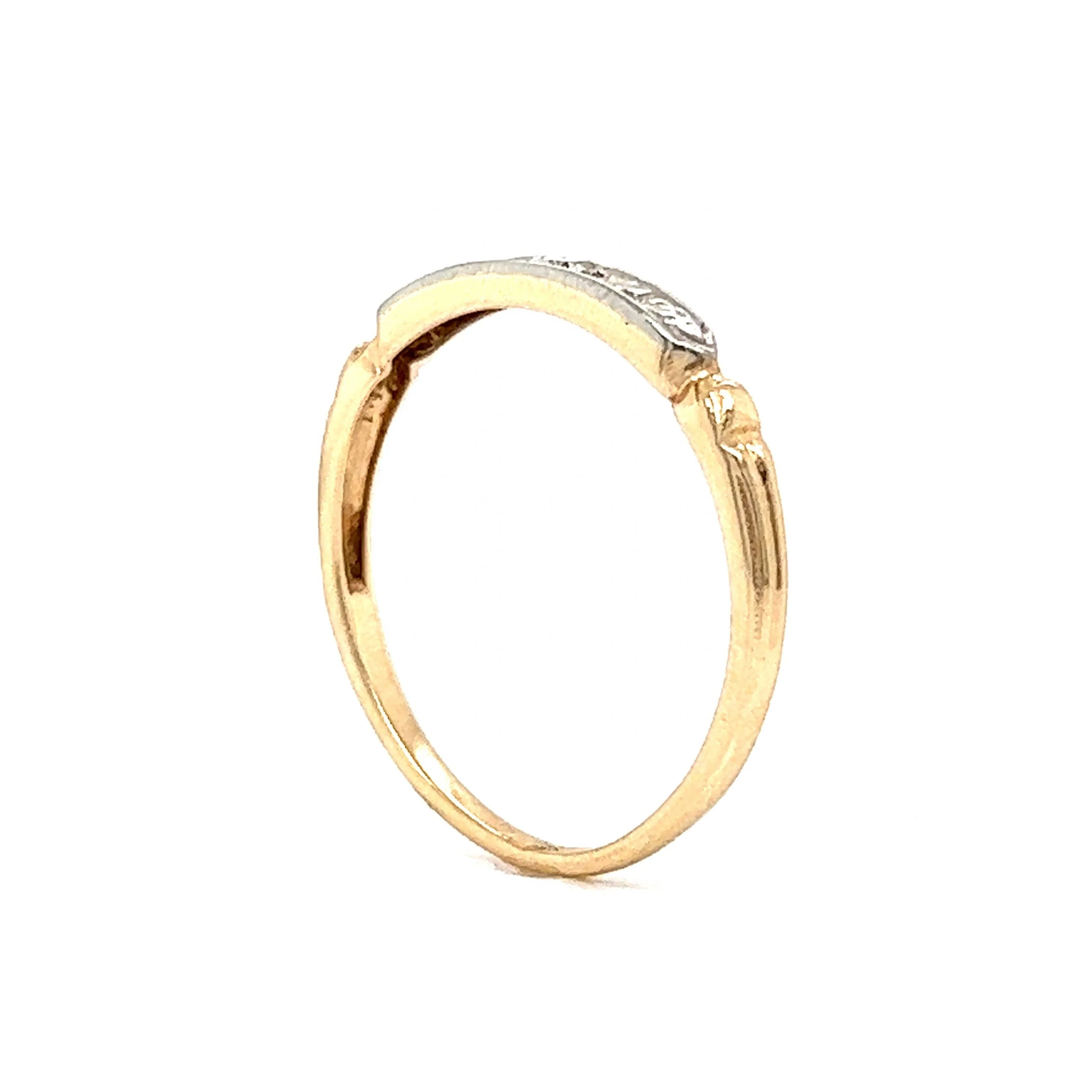 Retro Three Stone Diamond Wedding Band in 14k Gold - Image 5